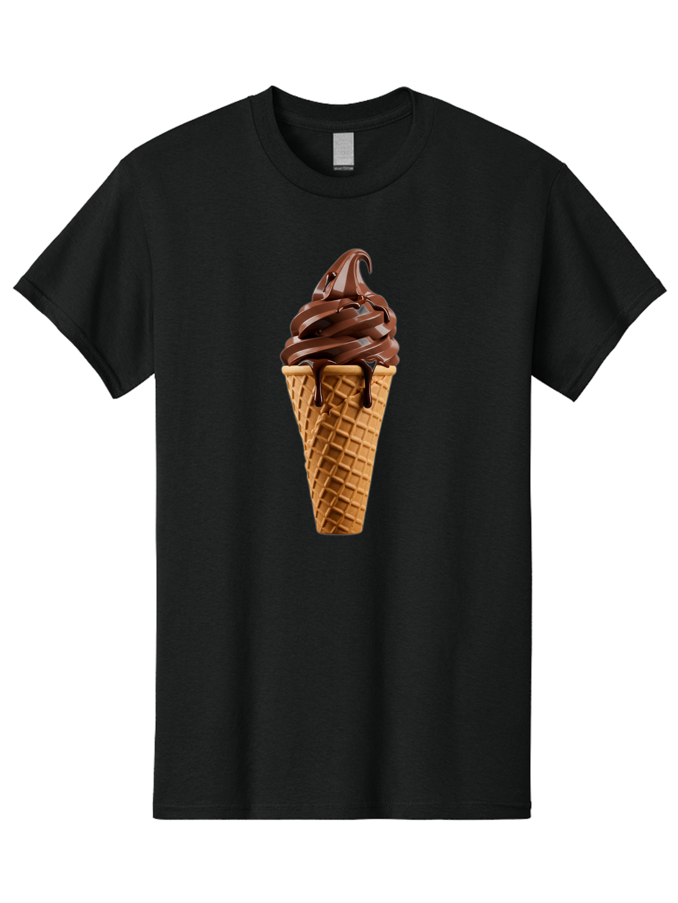 Chocolate-Ice-Cream Men'S Graphic Tee, 100% Cotton, Comfortable Casual Summer Wear, Machine Washable, Chocolate Soft Serve, Ice Cream Cone, Waffle Cone, Melted Chocolate, Sweet Treats, Dessert Ideas, Chocolate Ice Cream, Ice Cream Lovers, Baa311