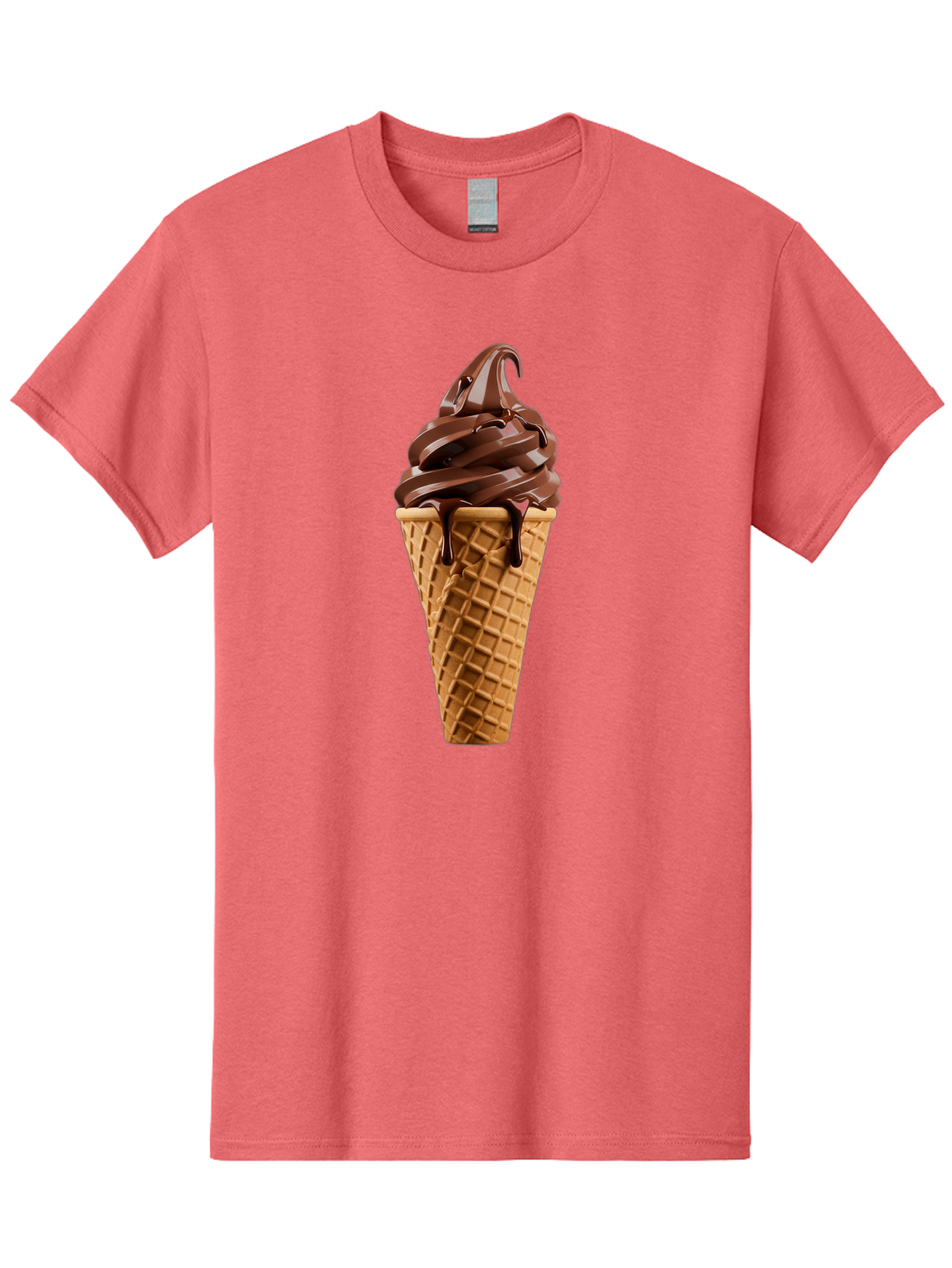 Chocolate-Ice-Cream Men'S Graphic Tee, 100% Cotton, Comfortable Casual Summer Wear, Machine Washable, Chocolate Soft Serve, Ice Cream Cone, Waffle Cone, Melted Chocolate, Sweet Treats, Dessert Ideas, Chocolate Ice Cream, Ice Cream Lovers, Baa311