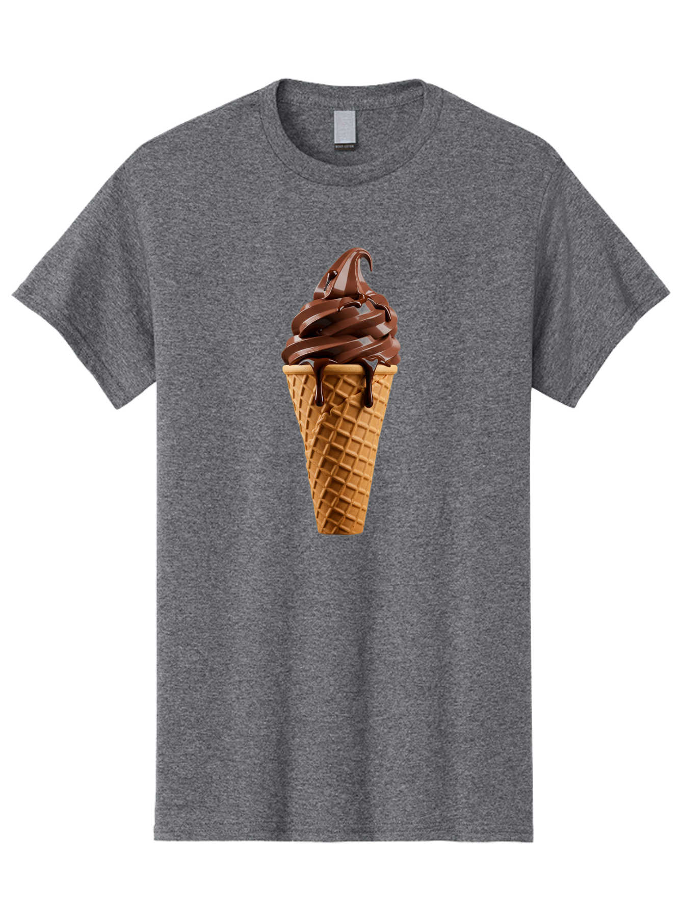 Chocolate-Ice-Cream Men'S Graphic Tee, 100% Cotton, Comfortable Casual Summer Wear, Machine Washable, Chocolate Soft Serve, Ice Cream Cone, Waffle Cone, Melted Chocolate, Sweet Treats, Dessert Ideas, Chocolate Ice Cream, Ice Cream Lovers, Baa311