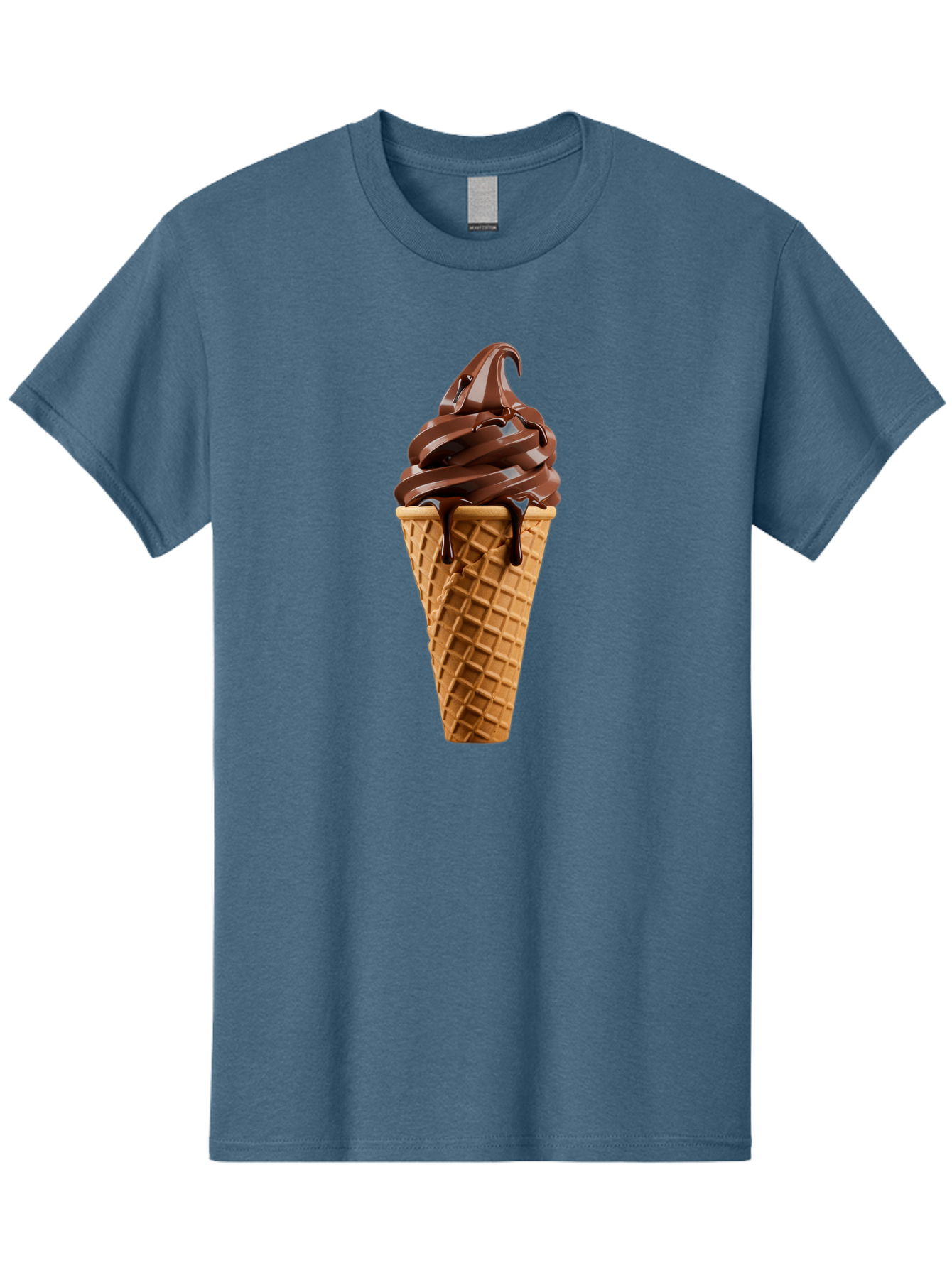 Chocolate-Ice-Cream Men'S Graphic Tee, 100% Cotton, Comfortable Casual Summer Wear, Machine Washable, Chocolate Soft Serve, Ice Cream Cone, Waffle Cone, Melted Chocolate, Sweet Treats, Dessert Ideas, Chocolate Ice Cream, Ice Cream Lovers, Baa311