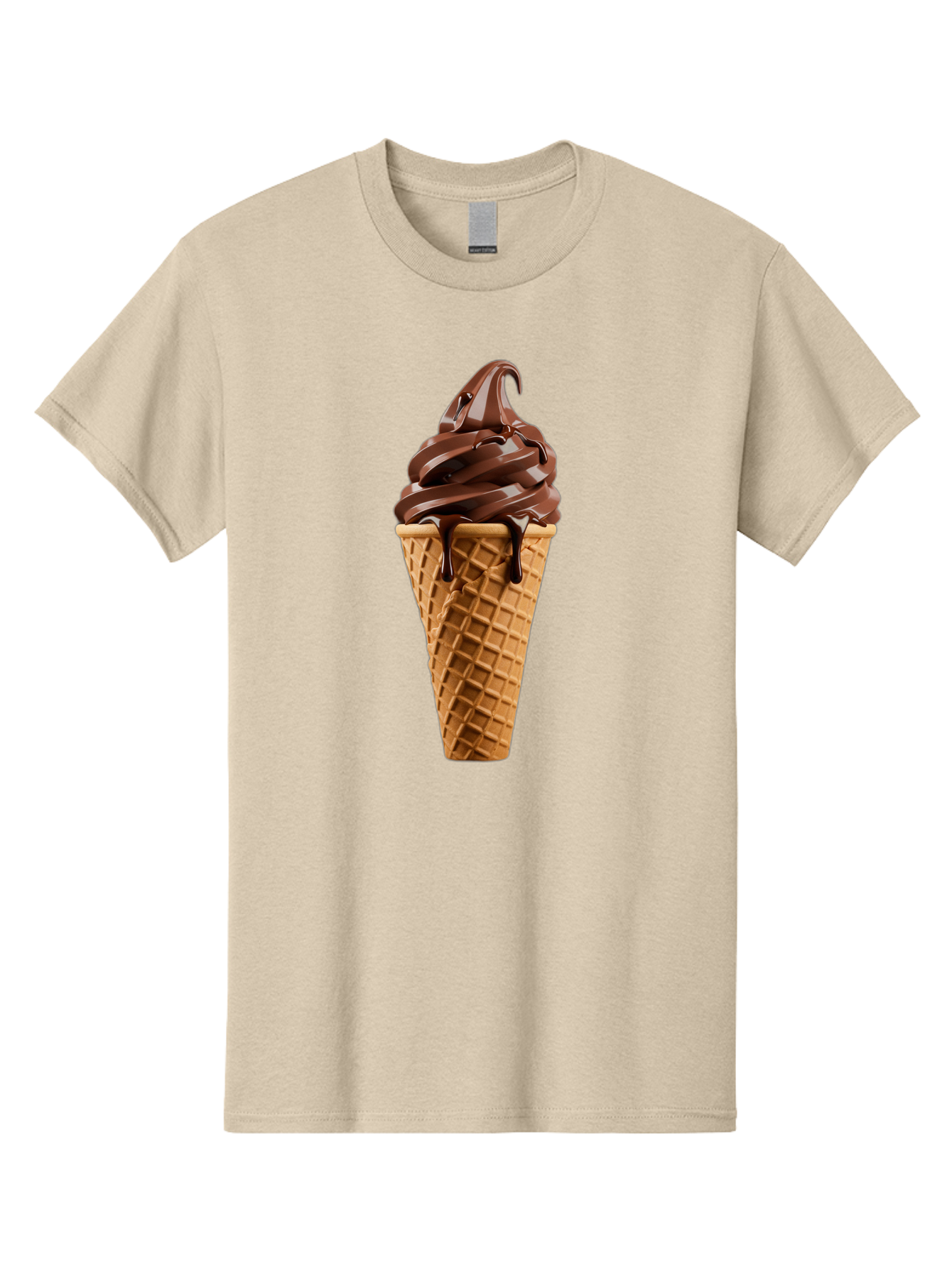 Chocolate-Ice-Cream Men'S Graphic Tee, 100% Cotton, Comfortable Casual Summer Wear, Machine Washable, Chocolate Soft Serve, Ice Cream Cone, Waffle Cone, Melted Chocolate, Sweet Treats, Dessert Ideas, Chocolate Ice Cream, Ice Cream Lovers, Baa311