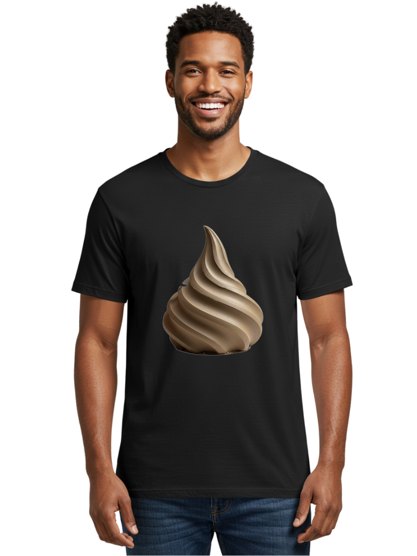 Chocolate-Soft-Serve Men'S Graphic Tee, 100% Cotton, Comfortable Casual Summer Wear, Machine Washable, Chocolate Soft-Serve Ice Cream, Swirly Ice Cream, Soft-Serve Swirl, Chocolate Treat, Creamy Dessert, Sweet Indulgence, Frozen Delight Baa312