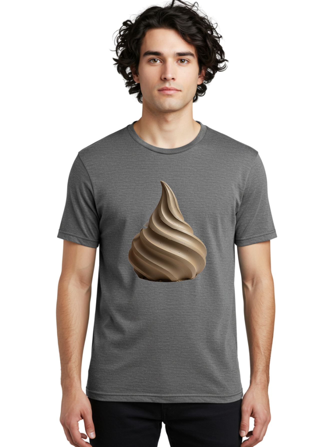 Chocolate-Soft-Serve Men'S Graphic Tee, 100% Cotton, Comfortable Casual Summer Wear, Machine Washable, Chocolate Soft-Serve Ice Cream, Swirly Ice Cream, Soft-Serve Swirl, Chocolate Treat, Creamy Dessert, Sweet Indulgence, Frozen Delight Baa312
