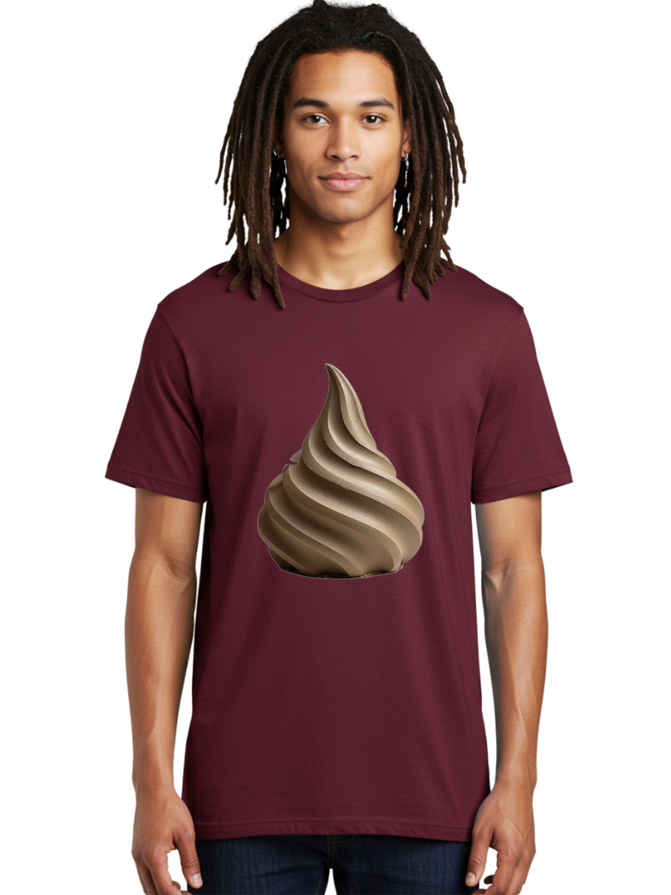 Chocolate-Soft-Serve Men'S Graphic Tee, 100% Cotton, Comfortable Casual Summer Wear, Machine Washable, Chocolate Soft-Serve Ice Cream, Swirly Ice Cream, Soft-Serve Swirl, Chocolate Treat, Creamy Dessert, Sweet Indulgence, Frozen Delight Baa312