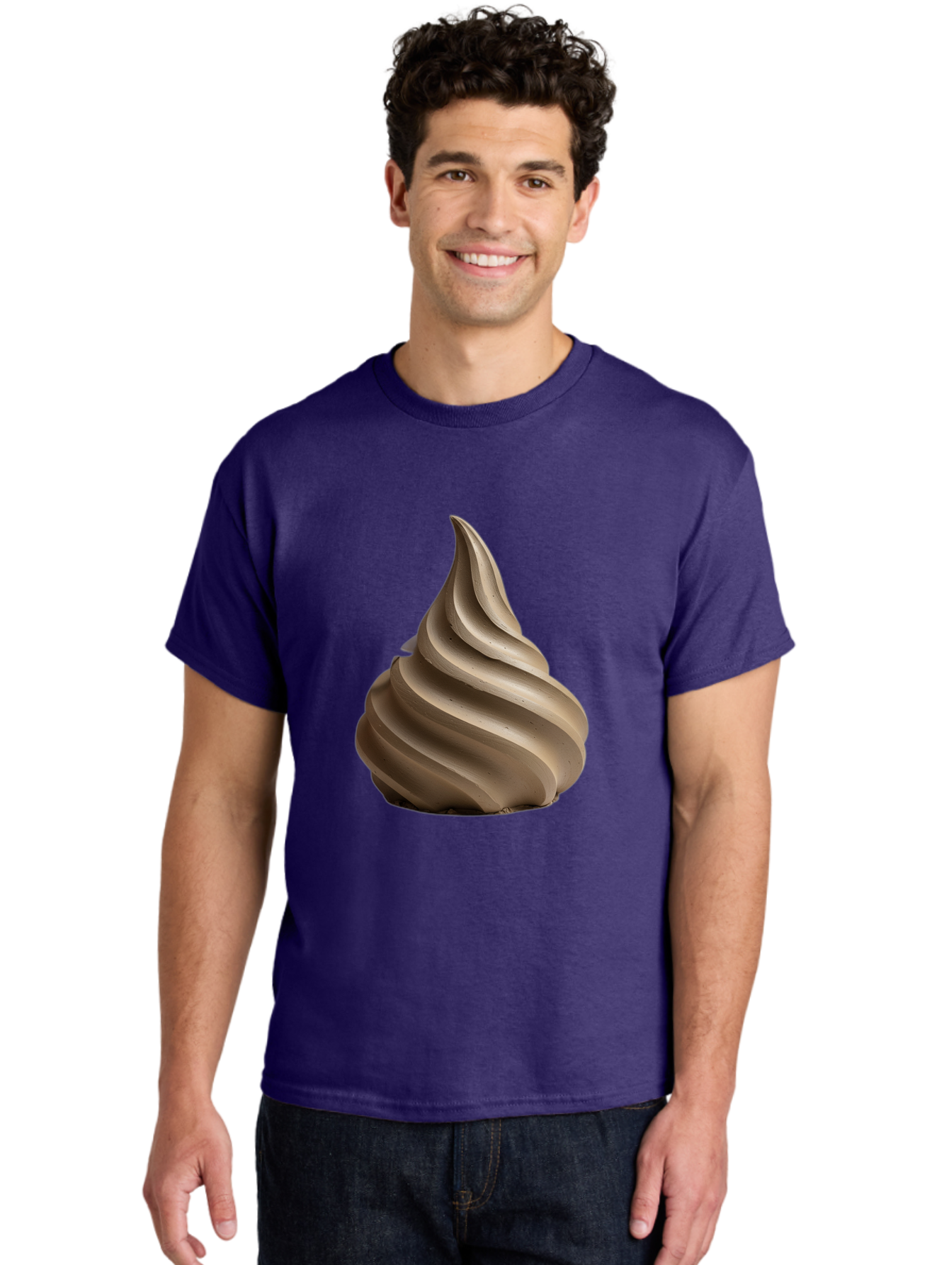 Chocolate-Soft-Serve Men'S Graphic Tee, 100% Cotton, Comfortable Casual Summer Wear, Machine Washable, Chocolate Soft-Serve Ice Cream, Swirly Ice Cream, Soft-Serve Swirl, Chocolate Treat, Creamy Dessert, Sweet Indulgence, Frozen Delight Baa312