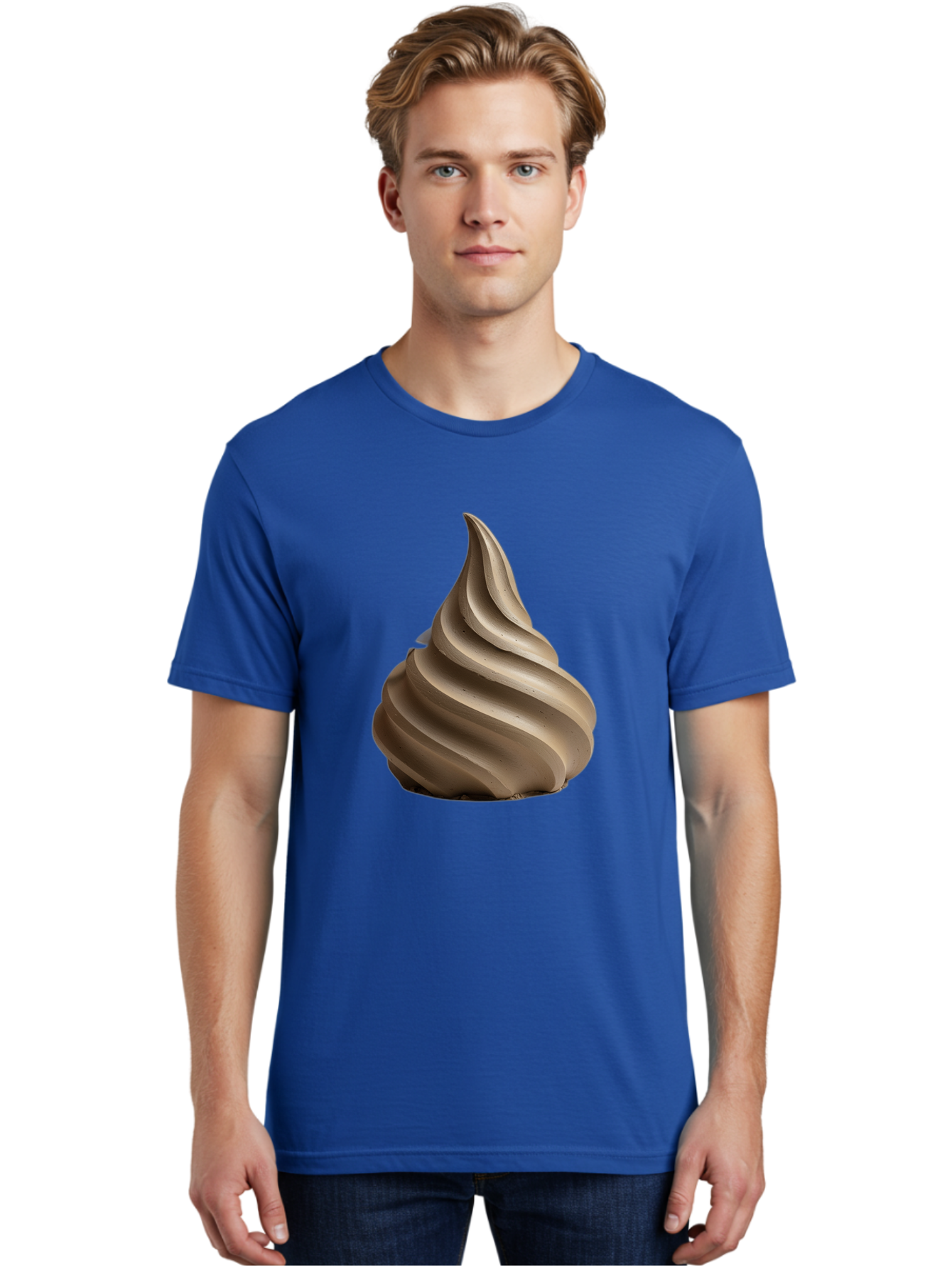 Chocolate-Soft-Serve Men'S Graphic Tee, 100% Cotton, Comfortable Casual Summer Wear, Machine Washable, Chocolate Soft-Serve Ice Cream, Swirly Ice Cream, Soft-Serve Swirl, Chocolate Treat, Creamy Dessert, Sweet Indulgence, Frozen Delight Baa312