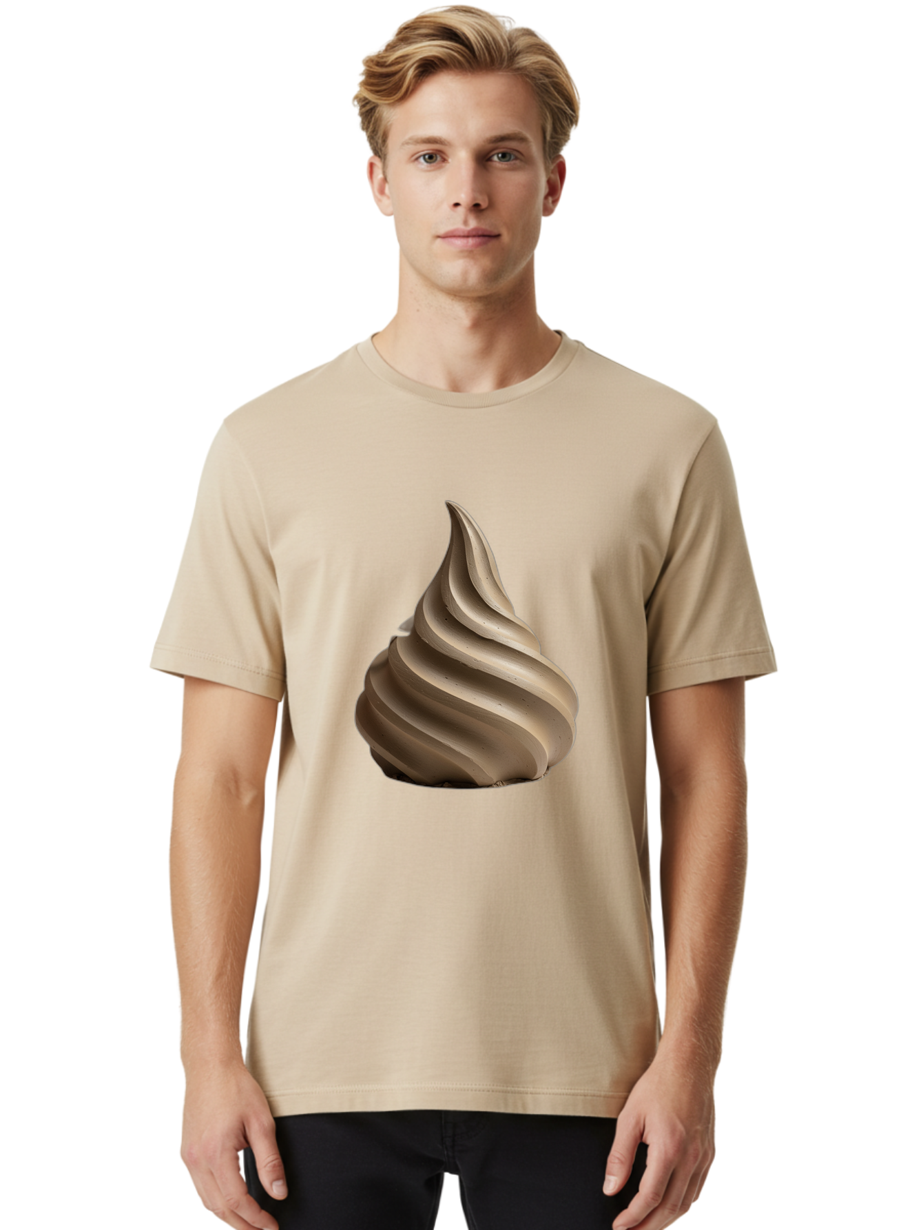 Chocolate-Soft-Serve Men'S Graphic Tee, 100% Cotton, Comfortable Casual Summer Wear, Machine Washable, Chocolate Soft-Serve Ice Cream, Swirly Ice Cream, Soft-Serve Swirl, Chocolate Treat, Creamy Dessert, Sweet Indulgence, Frozen Delight Baa312