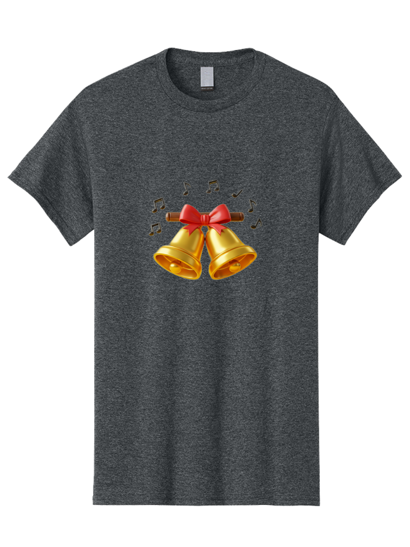 Christmas-Bells-1 Men'S Graphic Tee, 100% Cotton, Comfortable Casual Summer Wear, Machine Washable, Golden Christmas Bells, Red Bow, Festive Decor, Holiday Season, Jingling Sound, Musical Notes, Celebration, Joyful Atmosphere, Merry Christmas, Baa313