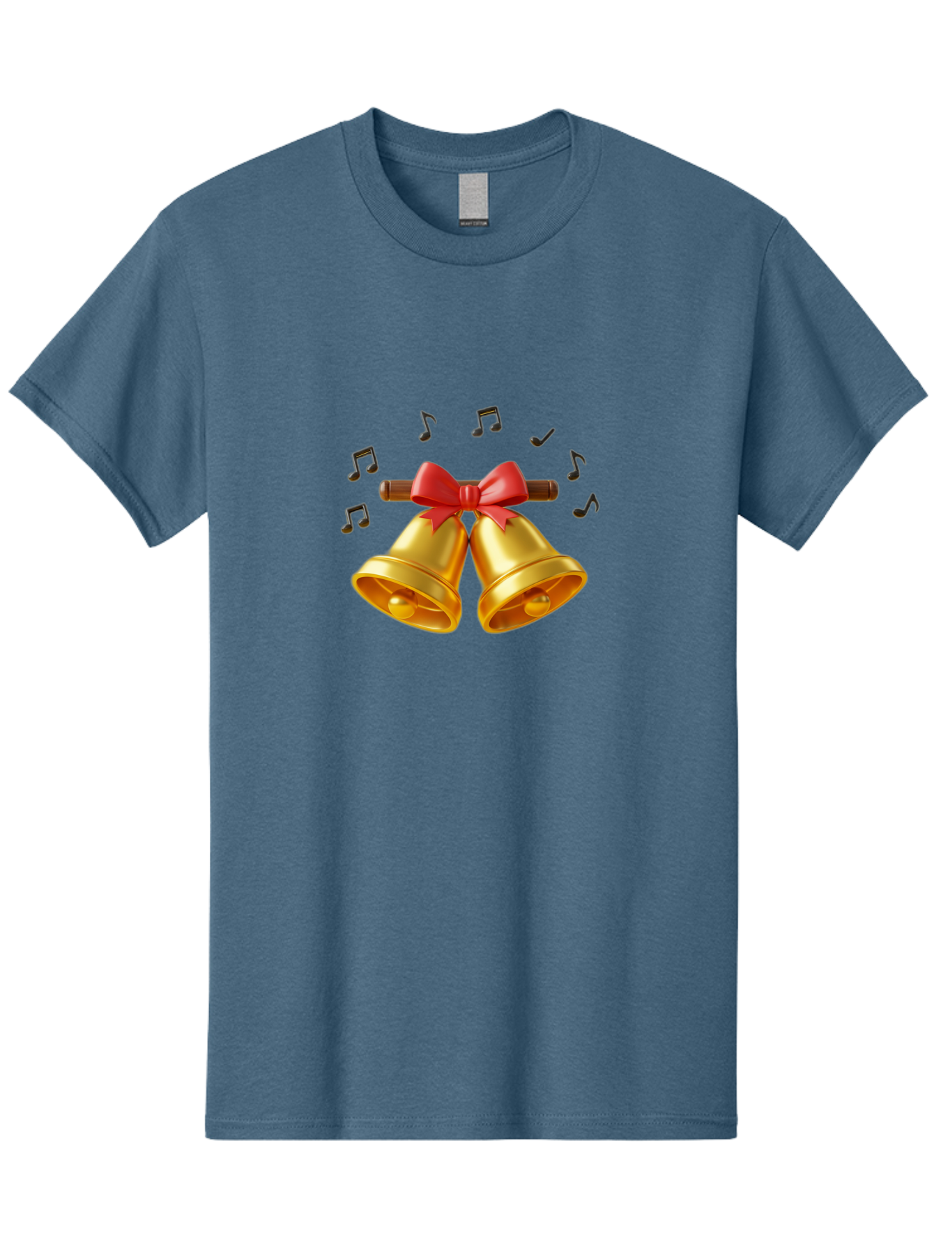Christmas-Bells-1 Men'S Graphic Tee, 100% Cotton, Comfortable Casual Summer Wear, Machine Washable, Golden Christmas Bells, Red Bow, Festive Decor, Holiday Season, Jingling Sound, Musical Notes, Celebration, Joyful Atmosphere, Merry Christmas, Baa313