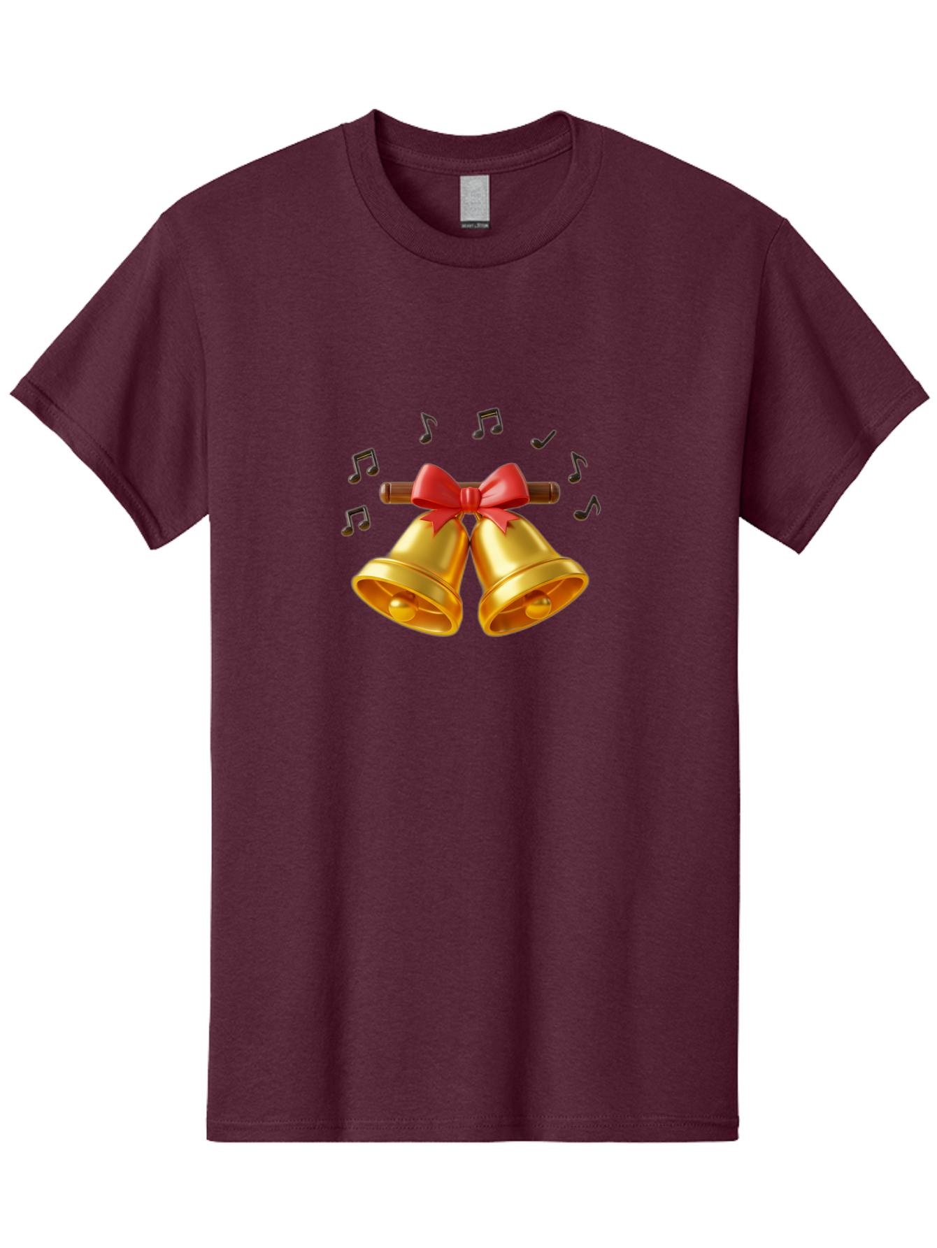 Christmas-Bells-1 Men'S Graphic Tee, 100% Cotton, Comfortable Casual Summer Wear, Machine Washable, Golden Christmas Bells, Red Bow, Festive Decor, Holiday Season, Jingling Sound, Musical Notes, Celebration, Joyful Atmosphere, Merry Christmas, Baa313
