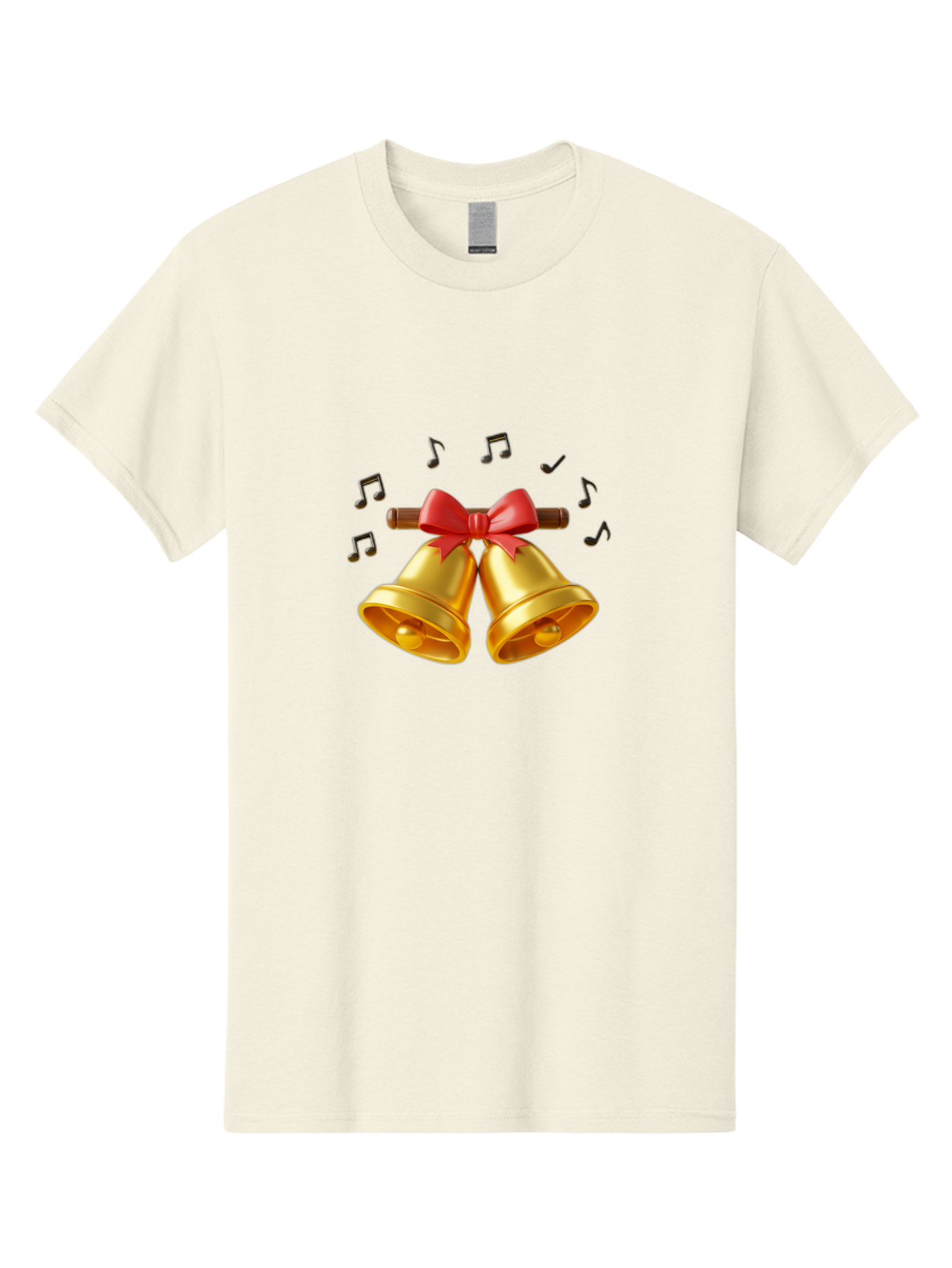 Christmas-Bells-1 Men'S Graphic Tee, 100% Cotton, Comfortable Casual Summer Wear, Machine Washable, Golden Christmas Bells, Red Bow, Festive Decor, Holiday Season, Jingling Sound, Musical Notes, Celebration, Joyful Atmosphere, Merry Christmas, Baa313