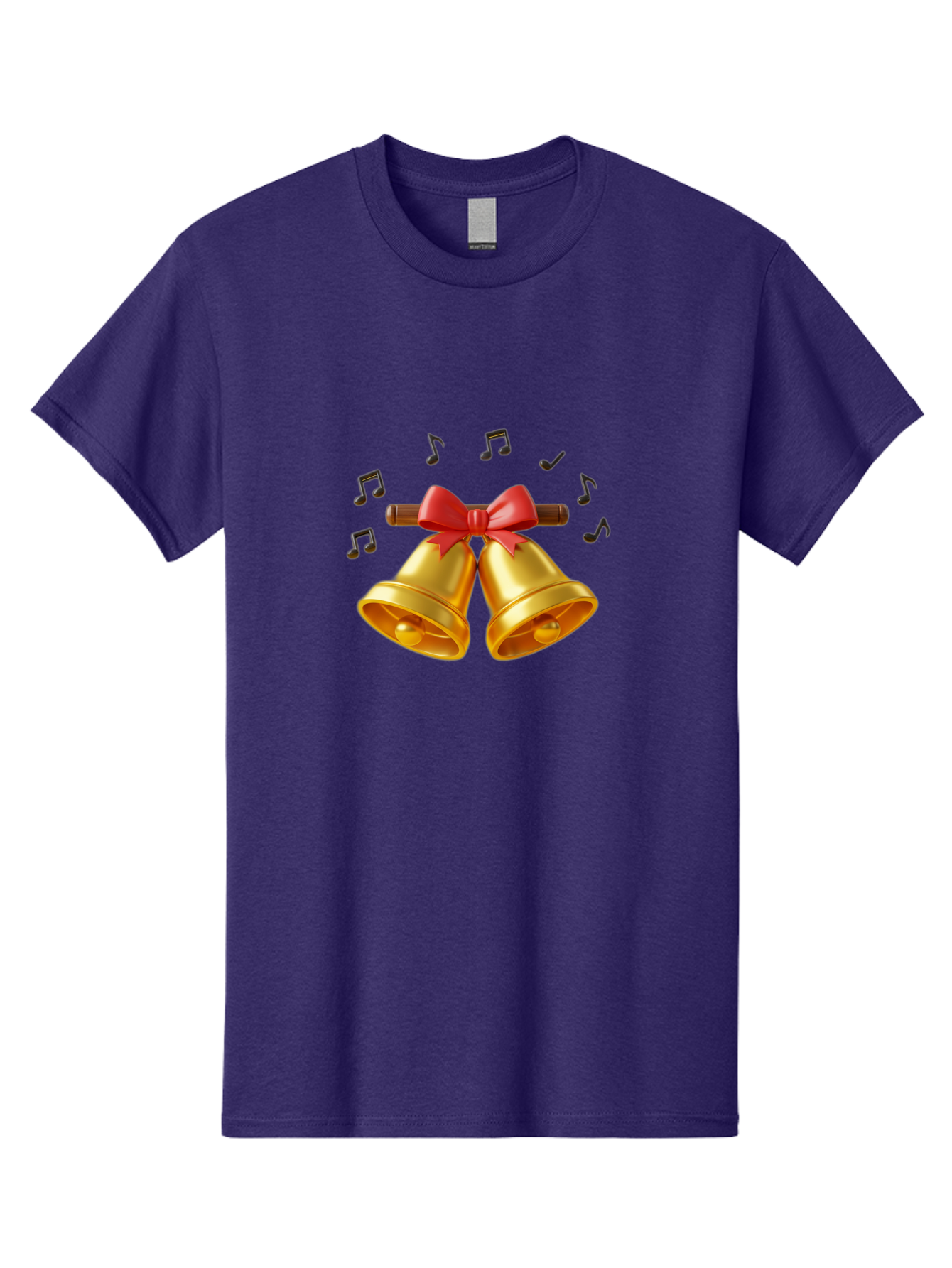 Christmas-Bells-1 Men'S Graphic Tee, 100% Cotton, Comfortable Casual Summer Wear, Machine Washable, Golden Christmas Bells, Red Bow, Festive Decor, Holiday Season, Jingling Sound, Musical Notes, Celebration, Joyful Atmosphere, Merry Christmas, Baa313