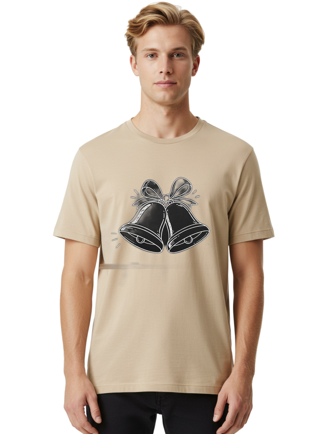 Christmas-Bells-2 Men'S Graphic Tee, 100% Cotton, Comfortable Casual Summer Wear, Machine Washable, Christmas Bells, Festive Decorations, Holiday Cheer, Jingling Bells, Merry Christmas, Christmas Illustrations, Winter Wonderland, Baa314