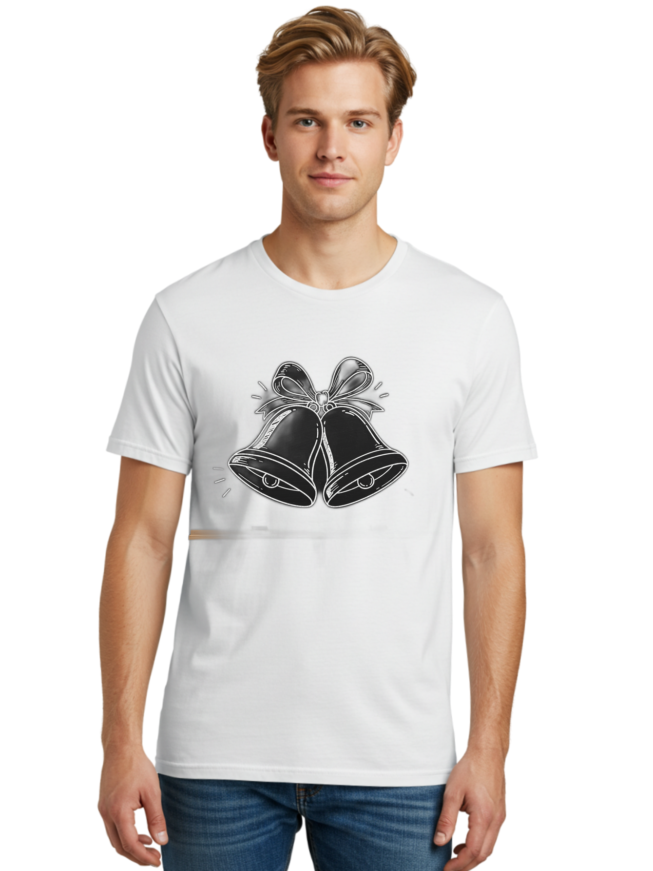 Christmas-Bells-2 Men'S Graphic Tee, 100% Cotton, Comfortable Casual Summer Wear, Machine Washable, Christmas Bells, Festive Decorations, Holiday Cheer, Jingling Bells, Merry Christmas, Christmas Illustrations, Winter Wonderland, Baa314