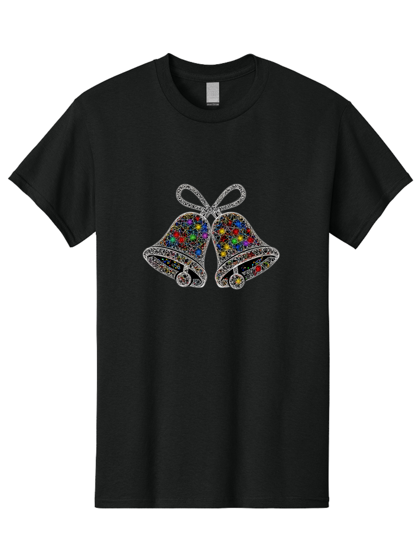 Christmas-Bells Men'S Graphic Tee, 100% Cotton, Comfortable Casual Summer Wear, Machine Washable, Holiday Bells, Colorful Jewels, Festive Decorations, Christmas Symbols, Shiny Ornaments, Celebratory Icons, Sparkling Decorations, Festive Cheer Baa316