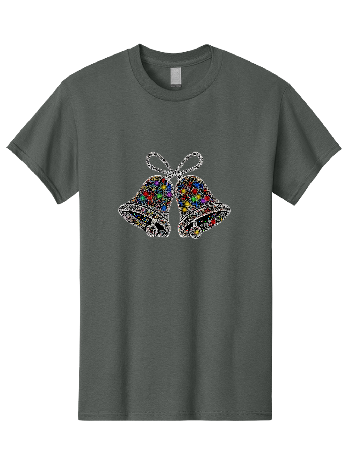 Christmas-Bells Men'S Graphic Tee, 100% Cotton, Comfortable Casual Summer Wear, Machine Washable, Holiday Bells, Colorful Jewels, Festive Decorations, Christmas Symbols, Shiny Ornaments, Celebratory Icons, Sparkling Decorations, Festive Cheer Baa316
