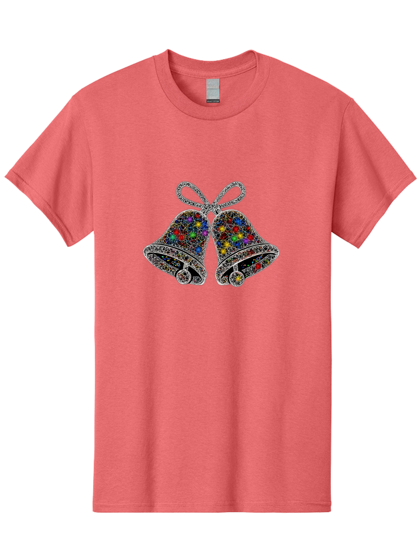 Christmas-Bells Men'S Graphic Tee, 100% Cotton, Comfortable Casual Summer Wear, Machine Washable, Holiday Bells, Colorful Jewels, Festive Decorations, Christmas Symbols, Shiny Ornaments, Celebratory Icons, Sparkling Decorations, Festive Cheer Baa316