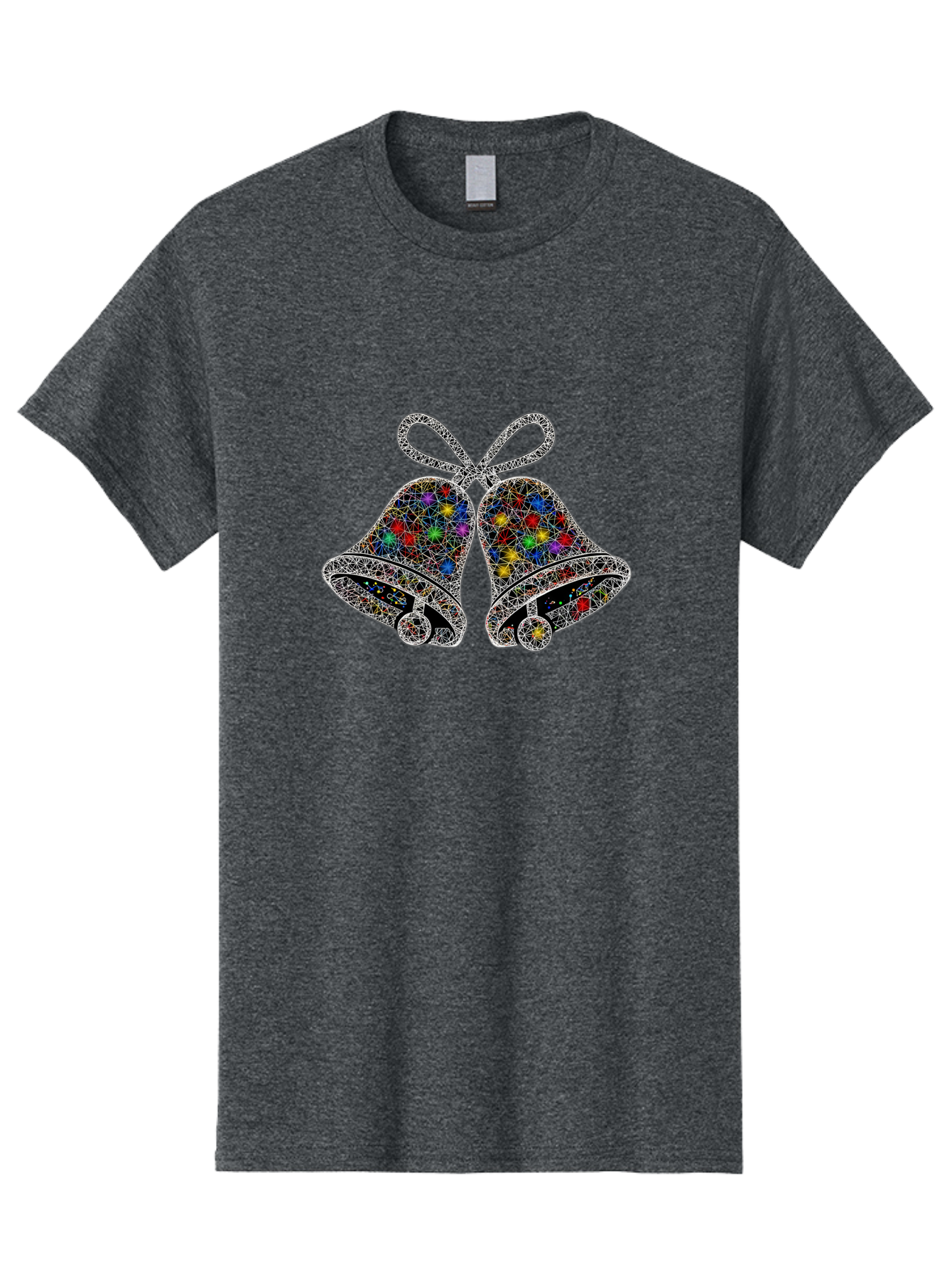 Christmas-Bells Men'S Graphic Tee, 100% Cotton, Comfortable Casual Summer Wear, Machine Washable, Holiday Bells, Colorful Jewels, Festive Decorations, Christmas Symbols, Shiny Ornaments, Celebratory Icons, Sparkling Decorations, Festive Cheer Baa316
