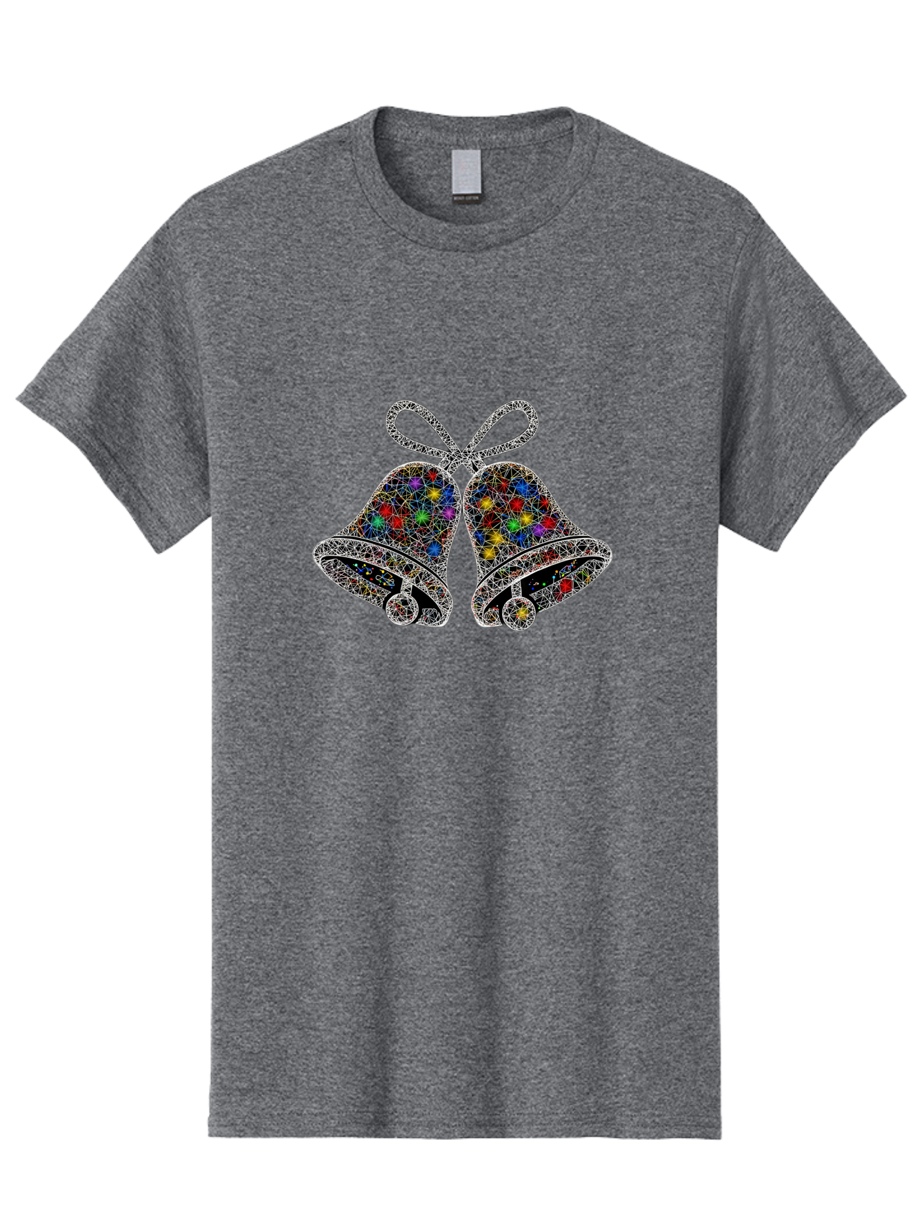 Christmas-Bells Men'S Graphic Tee, 100% Cotton, Comfortable Casual Summer Wear, Machine Washable, Holiday Bells, Colorful Jewels, Festive Decorations, Christmas Symbols, Shiny Ornaments, Celebratory Icons, Sparkling Decorations, Festive Cheer Baa316