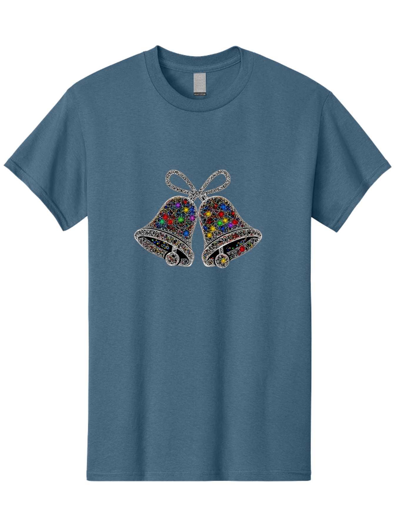 Christmas-Bells Men'S Graphic Tee, 100% Cotton, Comfortable Casual Summer Wear, Machine Washable, Holiday Bells, Colorful Jewels, Festive Decorations, Christmas Symbols, Shiny Ornaments, Celebratory Icons, Sparkling Decorations, Festive Cheer Baa316