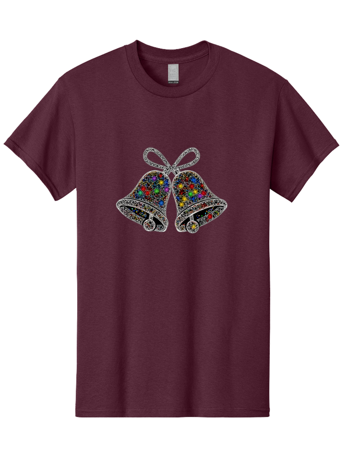 Christmas-Bells Men'S Graphic Tee, 100% Cotton, Comfortable Casual Summer Wear, Machine Washable, Holiday Bells, Colorful Jewels, Festive Decorations, Christmas Symbols, Shiny Ornaments, Celebratory Icons, Sparkling Decorations, Festive Cheer Baa316