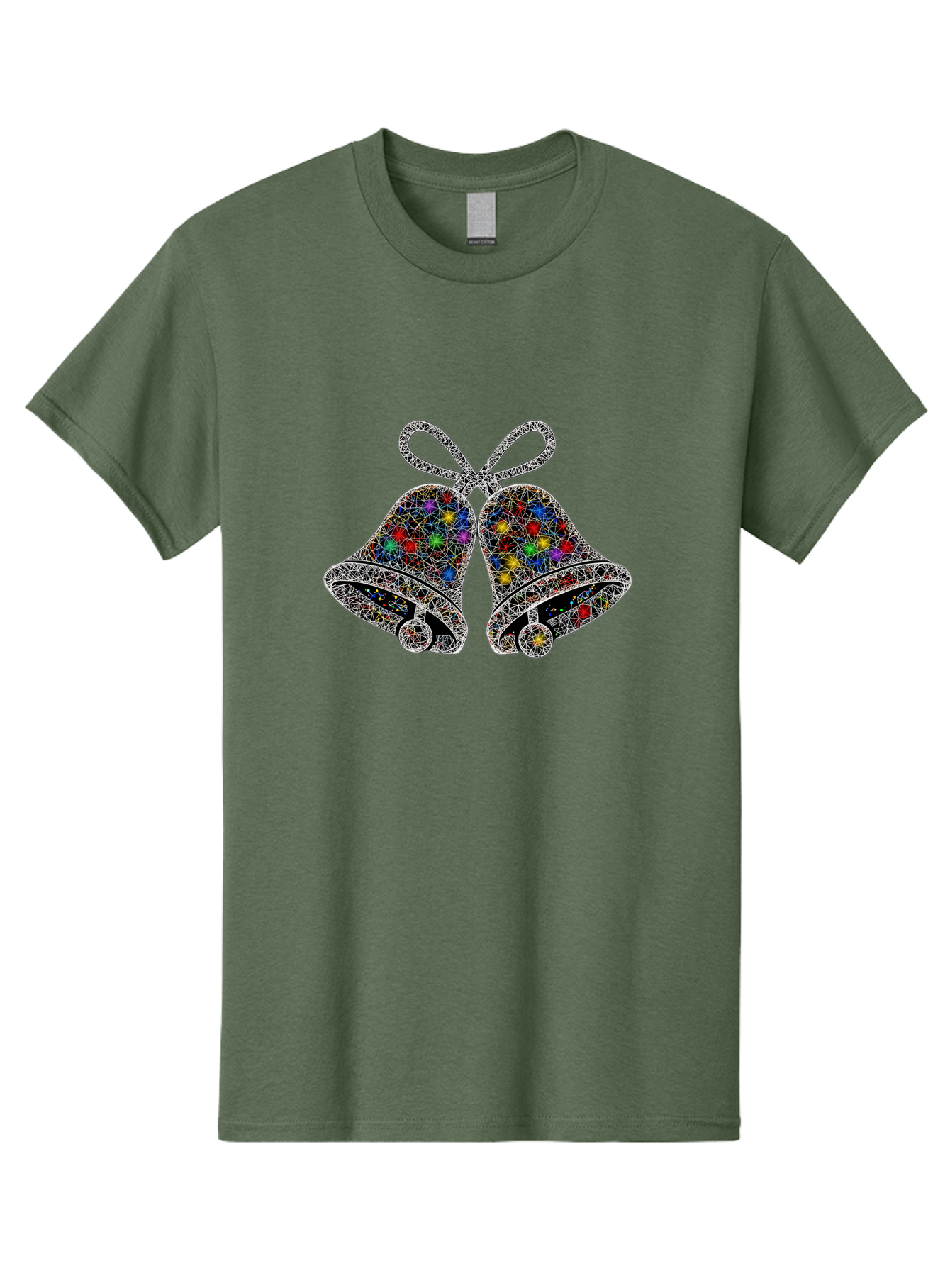 Christmas-Bells Men'S Graphic Tee, 100% Cotton, Comfortable Casual Summer Wear, Machine Washable, Holiday Bells, Colorful Jewels, Festive Decorations, Christmas Symbols, Shiny Ornaments, Celebratory Icons, Sparkling Decorations, Festive Cheer Baa316