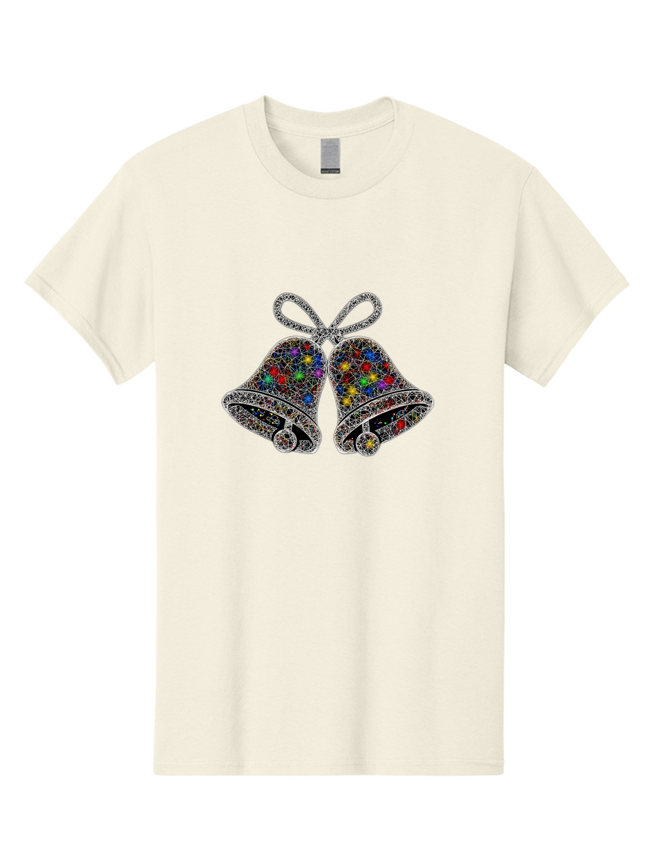 Christmas-Bells Men'S Graphic Tee, 100% Cotton, Comfortable Casual Summer Wear, Machine Washable, Holiday Bells, Colorful Jewels, Festive Decorations, Christmas Symbols, Shiny Ornaments, Celebratory Icons, Sparkling Decorations, Festive Cheer Baa316