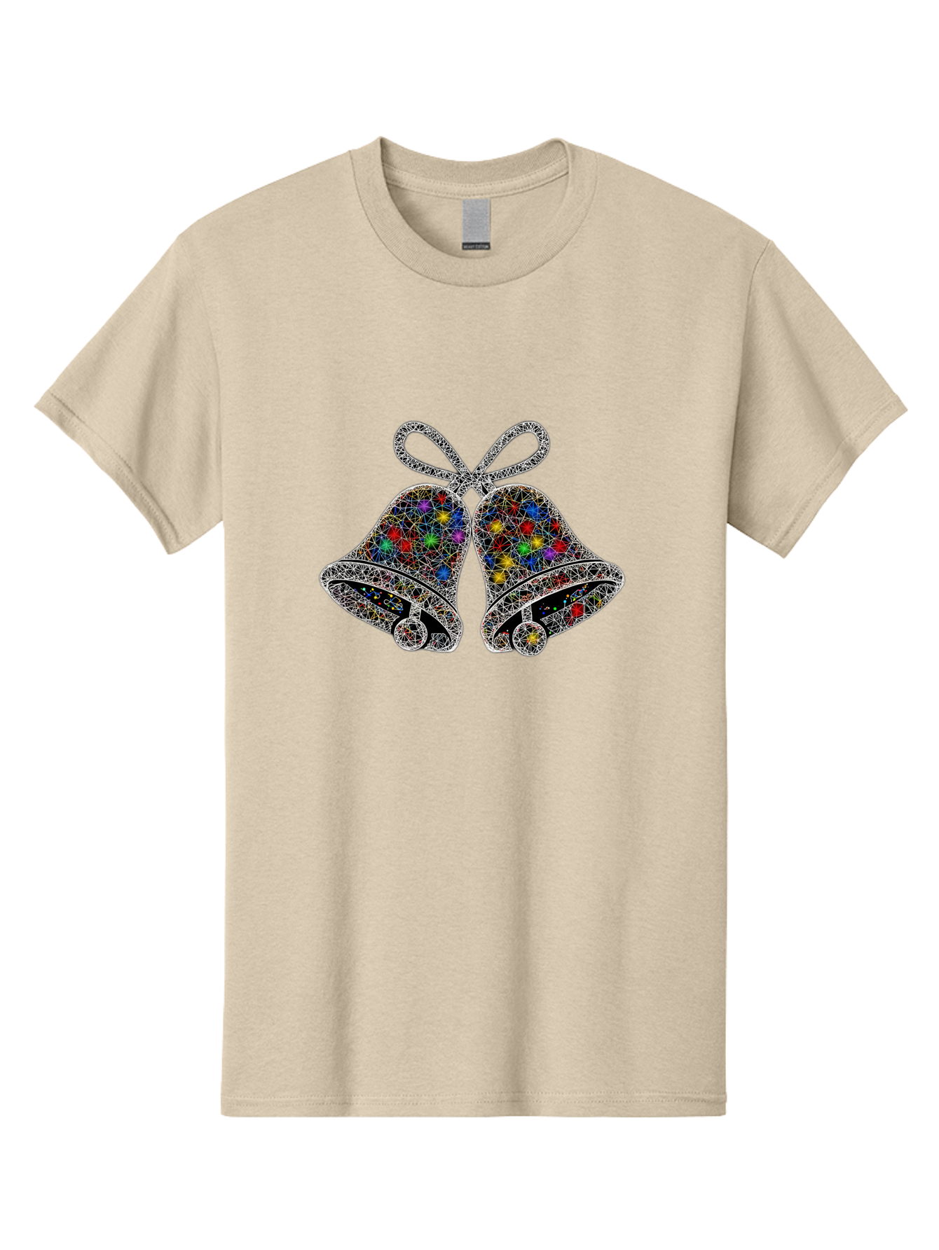 Christmas-Bells Men'S Graphic Tee, 100% Cotton, Comfortable Casual Summer Wear, Machine Washable, Holiday Bells, Colorful Jewels, Festive Decorations, Christmas Symbols, Shiny Ornaments, Celebratory Icons, Sparkling Decorations, Festive Cheer Baa316