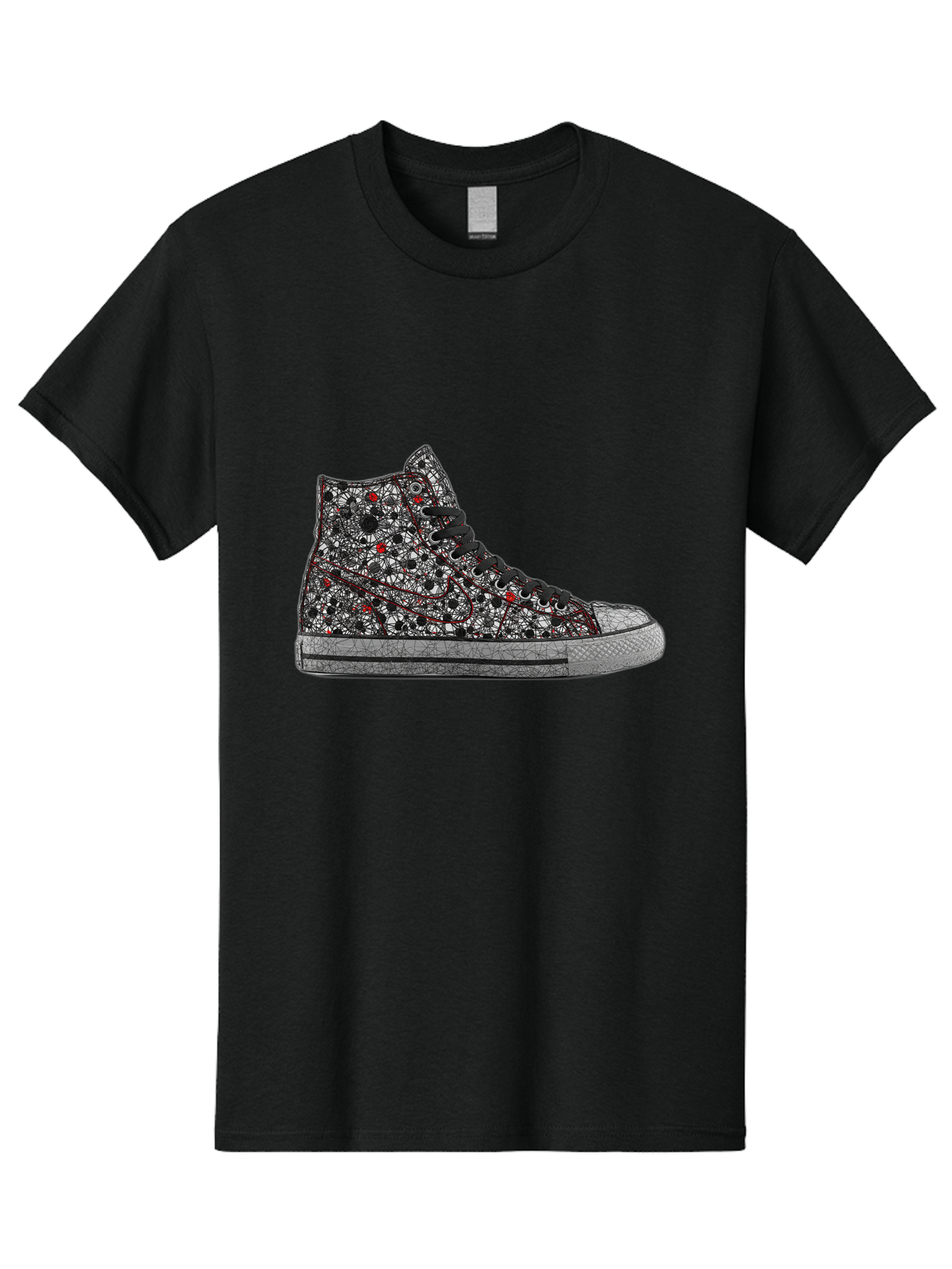 Chuck-Taylor-All-Star Men'S Graphic Tee, 100% Cotton, Comfortable Casual Summer Wear, Machine Washable, High Top Sneakers, Chunky Sole, Lace-Up Design, Floral Pattern, Bold Fashion, Statement Shoes, Converse Style, Canvas Material, Baa317