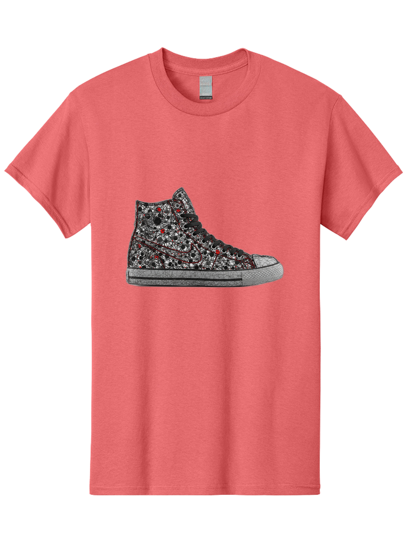 Chuck-Taylor-All-Star Men'S Graphic Tee, 100% Cotton, Comfortable Casual Summer Wear, Machine Washable, High Top Sneakers, Chunky Sole, Lace-Up Design, Floral Pattern, Bold Fashion, Statement Shoes, Converse Style, Canvas Material, Baa317