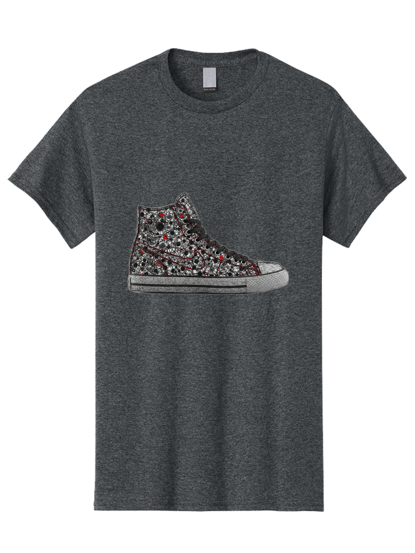 Chuck-Taylor-All-Star Men'S Graphic Tee, 100% Cotton, Comfortable Casual Summer Wear, Machine Washable, High Top Sneakers, Chunky Sole, Lace-Up Design, Floral Pattern, Bold Fashion, Statement Shoes, Converse Style, Canvas Material, Baa317