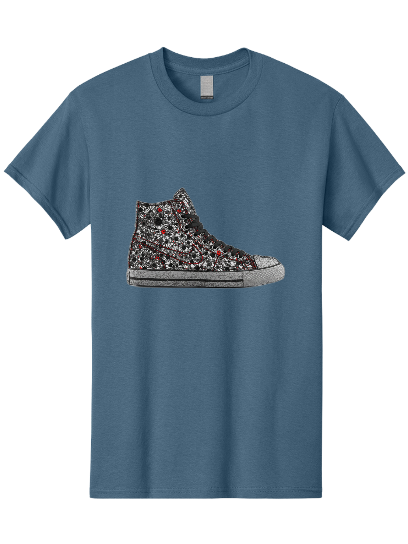 Chuck-Taylor-All-Star Men'S Graphic Tee, 100% Cotton, Comfortable Casual Summer Wear, Machine Washable, High Top Sneakers, Chunky Sole, Lace-Up Design, Floral Pattern, Bold Fashion, Statement Shoes, Converse Style, Canvas Material, Baa317