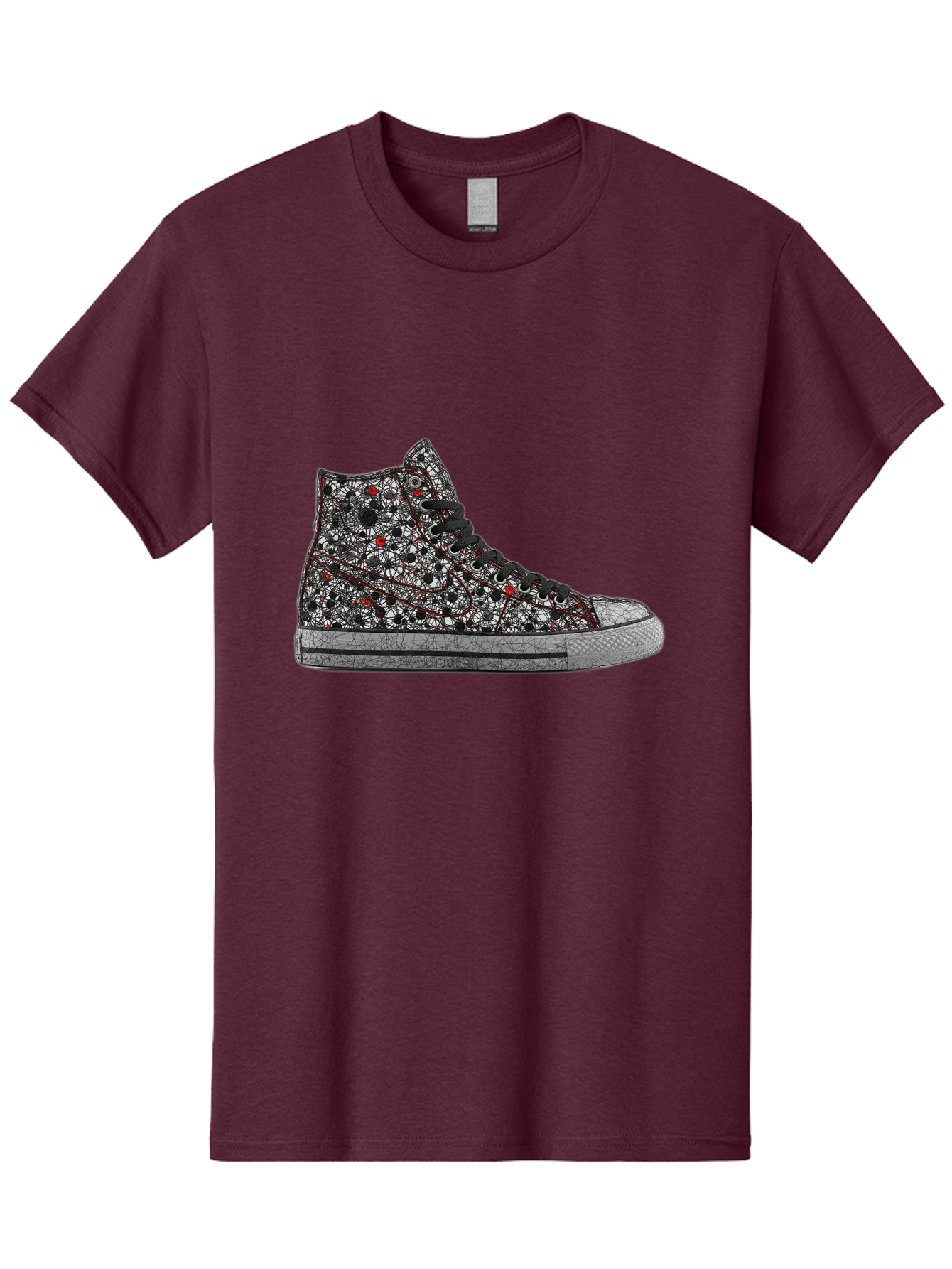 Chuck-Taylor-All-Star Men'S Graphic Tee, 100% Cotton, Comfortable Casual Summer Wear, Machine Washable, High Top Sneakers, Chunky Sole, Lace-Up Design, Floral Pattern, Bold Fashion, Statement Shoes, Converse Style, Canvas Material, Baa317