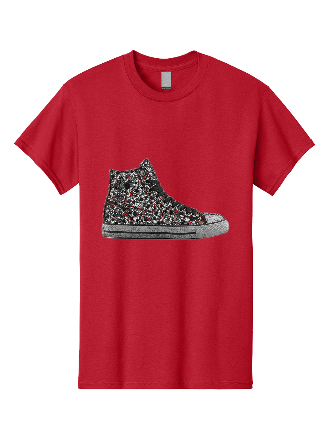 Chuck-Taylor-All-Star Men'S Graphic Tee, 100% Cotton, Comfortable Casual Summer Wear, Machine Washable, High Top Sneakers, Chunky Sole, Lace-Up Design, Floral Pattern, Bold Fashion, Statement Shoes, Converse Style, Canvas Material, Baa317