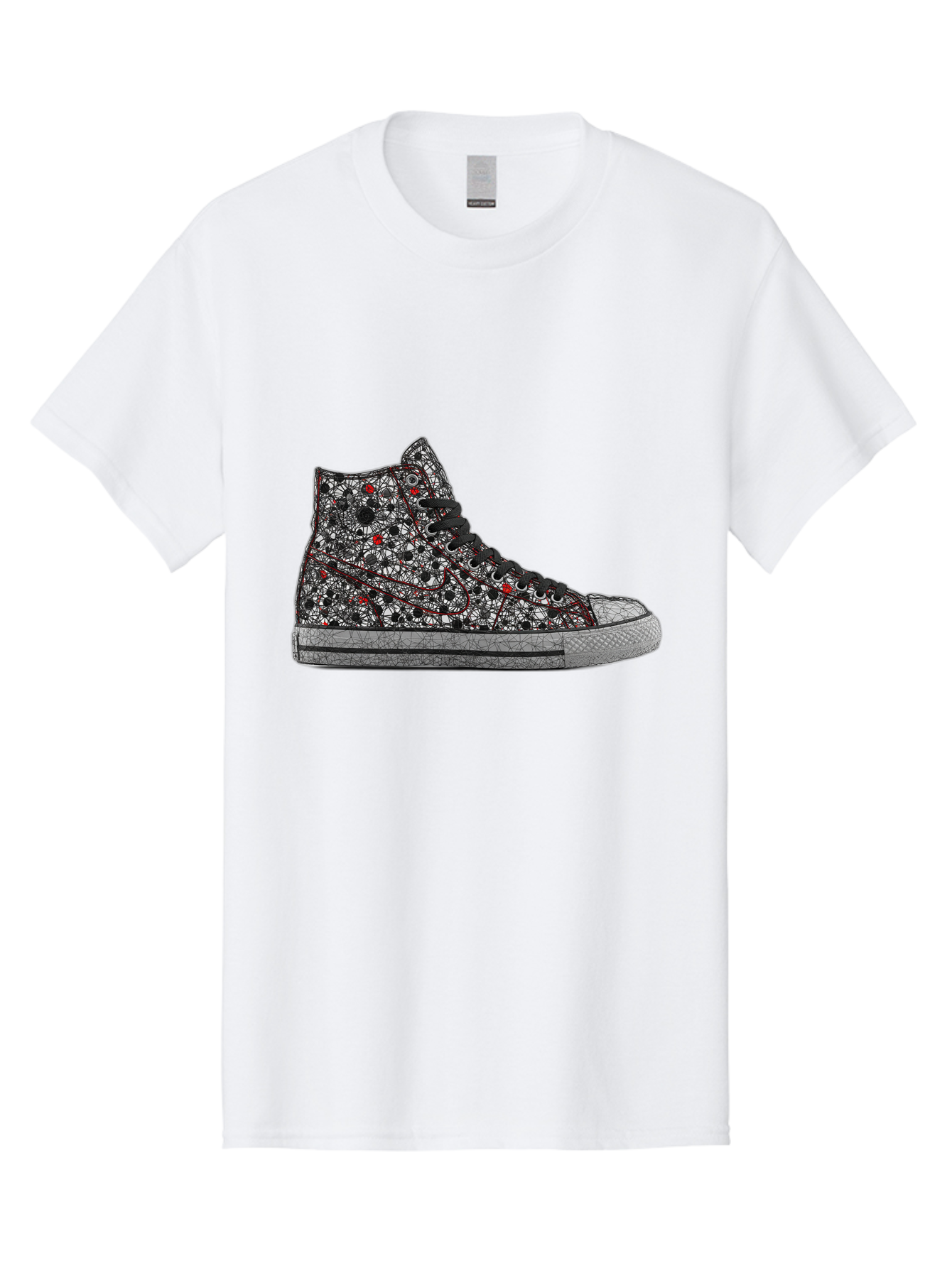 Chuck-Taylor-All-Star Men'S Graphic Tee, 100% Cotton, Comfortable Casual Summer Wear, Machine Washable, High Top Sneakers, Chunky Sole, Lace-Up Design, Floral Pattern, Bold Fashion, Statement Shoes, Converse Style, Canvas Material, Baa317