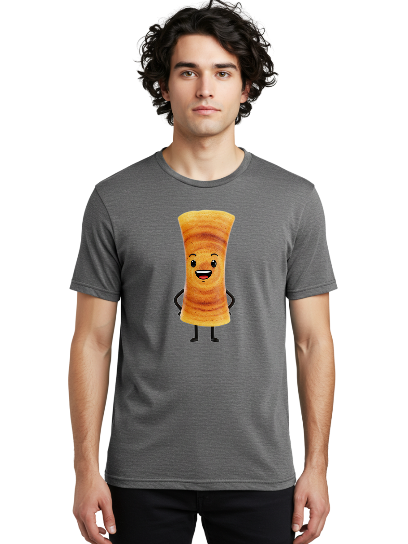 Cinnamon-Roll Men'S Graphic Tee, 100% Cotton, Comfortable Casual Summer Wear, Machine Washable, Cinnamon Roll Mascot, Smiling Pastry, Cartoon Food Character, Happy Baked Goods, Sweet Treat Personality, Adorable Dessert Icon, Baa318