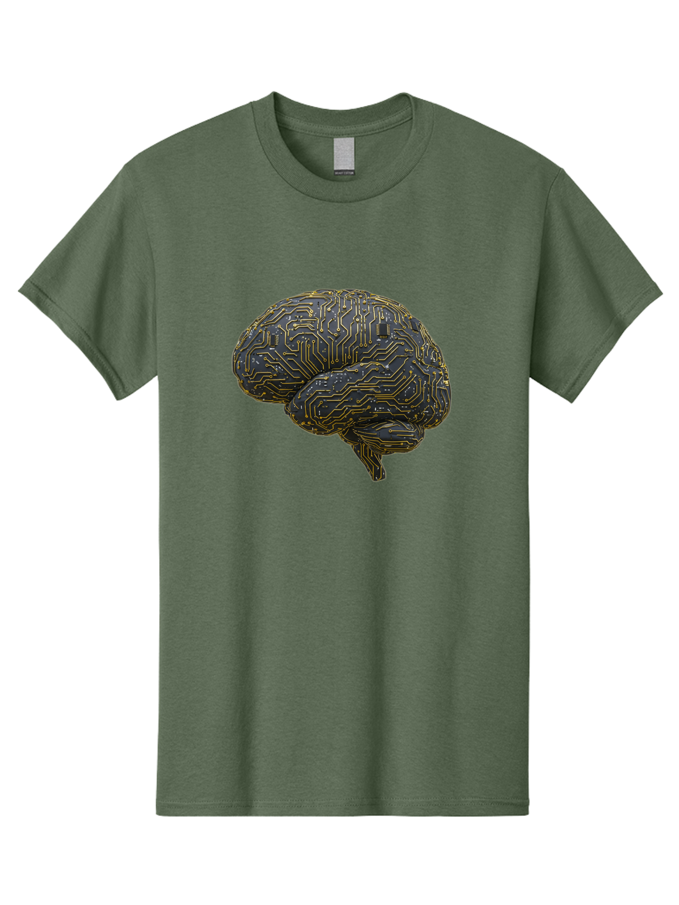 Circuit-Brain Men'S Graphic Tee, 100% Cotton, Comfortable Casual Summer Wear, Machine Washable, Human Brain, Circuit Board, Artificial Intelligence, Neural Networks, Cognitive Computing, Machine Learning, Futuristic Technology Baa319