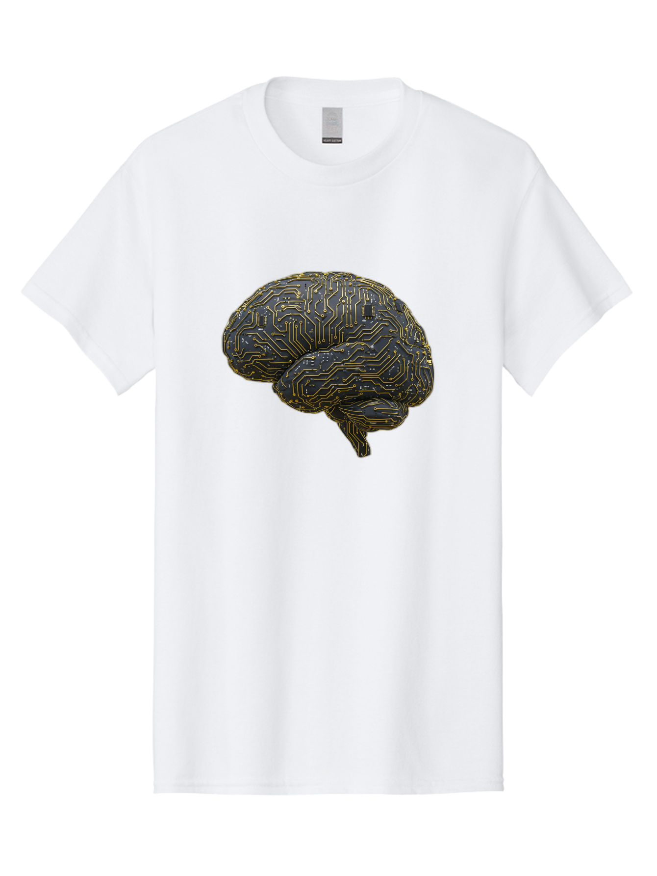 Circuit-Brain Men'S Graphic Tee, 100% Cotton, Comfortable Casual Summer Wear, Machine Washable, Human Brain, Circuit Board, Artificial Intelligence, Neural Networks, Cognitive Computing, Machine Learning, Futuristic Technology Baa319