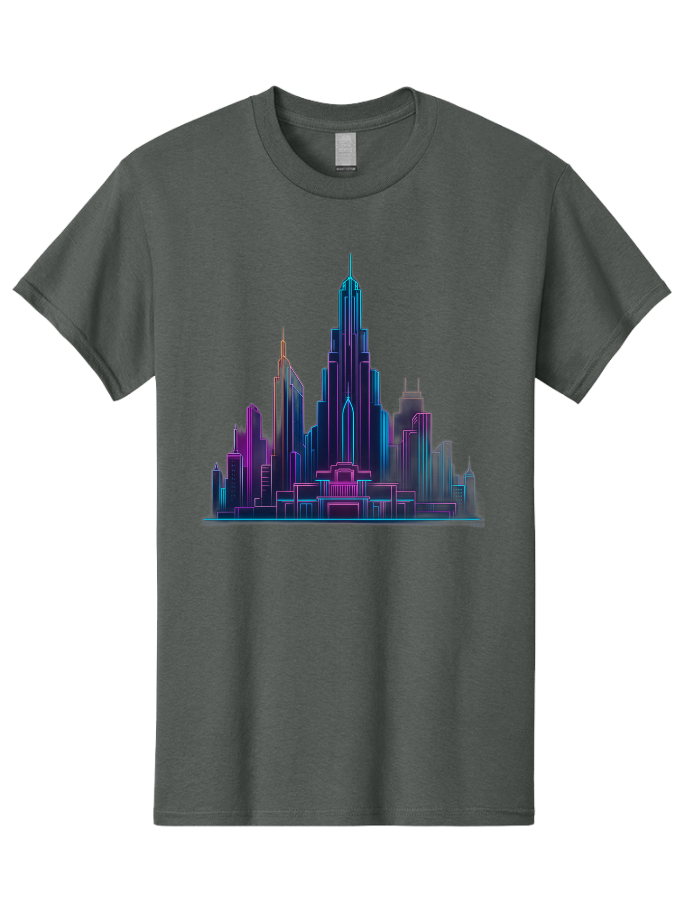 Cityscape-Skyscrapers Men'S Graphic Tee, 100% Cotton, Comfortable Casual Summer Wear, Machine Washable, City Skyline, Futuristic Architecture, Neon Lights, Modern Buildings, Urban Landscape, Skyscrapers, Cityscape, Contemporary Design, Baa321