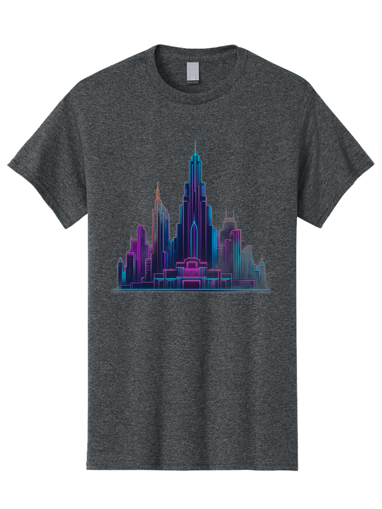 Cityscape-Skyscrapers Men'S Graphic Tee, 100% Cotton, Comfortable Casual Summer Wear, Machine Washable, City Skyline, Futuristic Architecture, Neon Lights, Modern Buildings, Urban Landscape, Skyscrapers, Cityscape, Contemporary Design, Baa321