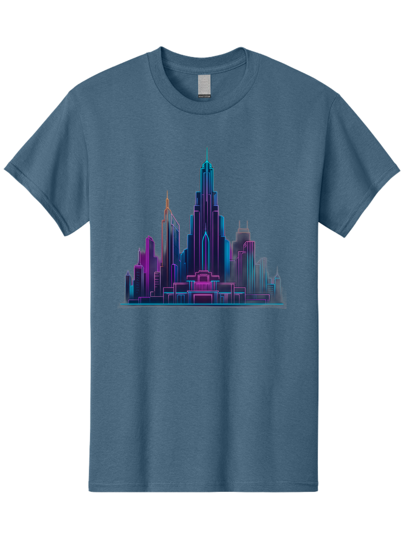 Cityscape-Skyscrapers Men'S Graphic Tee, 100% Cotton, Comfortable Casual Summer Wear, Machine Washable, City Skyline, Futuristic Architecture, Neon Lights, Modern Buildings, Urban Landscape, Skyscrapers, Cityscape, Contemporary Design, Baa321