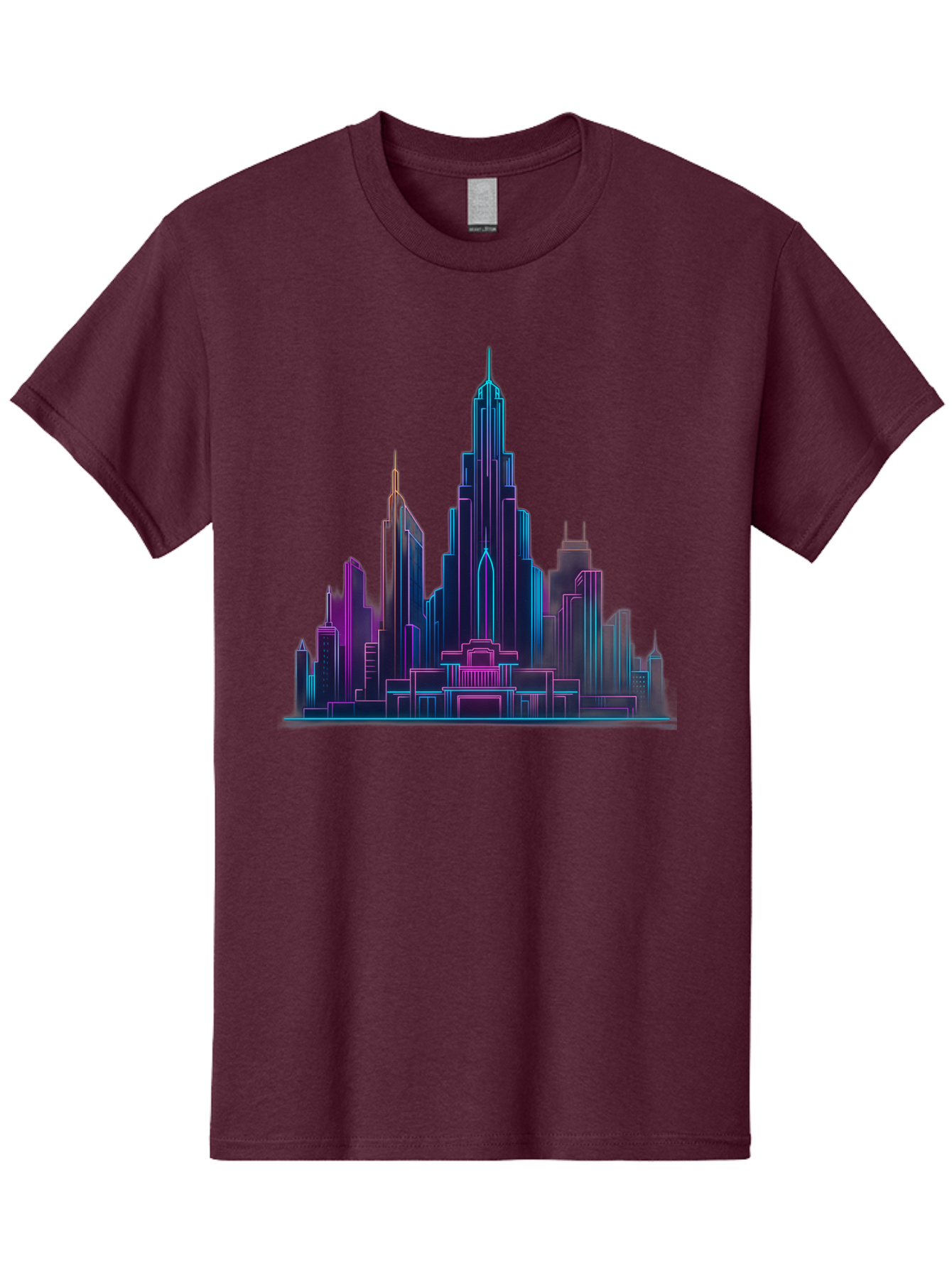 Cityscape-Skyscrapers Men'S Graphic Tee, 100% Cotton, Comfortable Casual Summer Wear, Machine Washable, City Skyline, Futuristic Architecture, Neon Lights, Modern Buildings, Urban Landscape, Skyscrapers, Cityscape, Contemporary Design, Baa321
