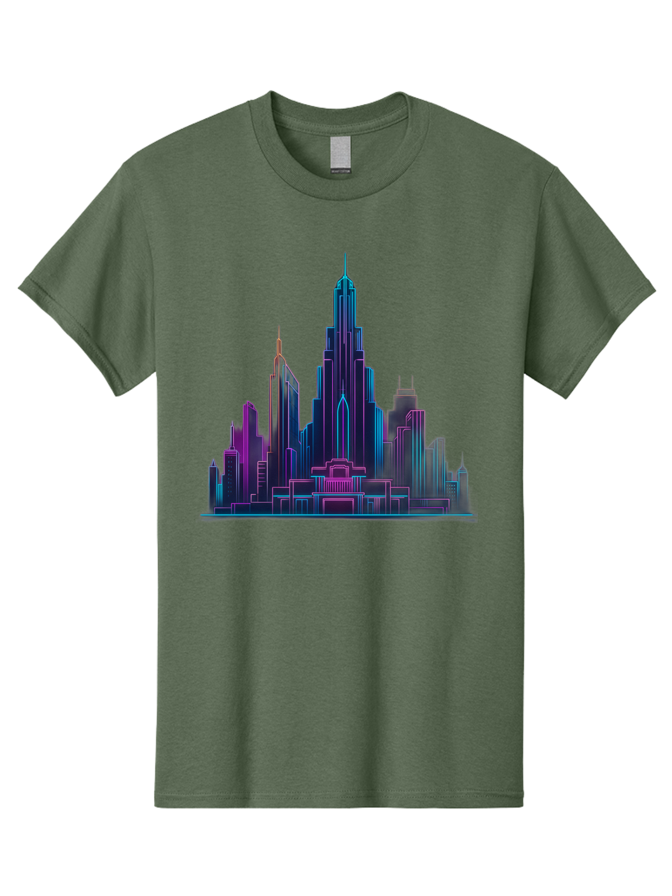 Cityscape-Skyscrapers Men'S Graphic Tee, 100% Cotton, Comfortable Casual Summer Wear, Machine Washable, City Skyline, Futuristic Architecture, Neon Lights, Modern Buildings, Urban Landscape, Skyscrapers, Cityscape, Contemporary Design, Baa321