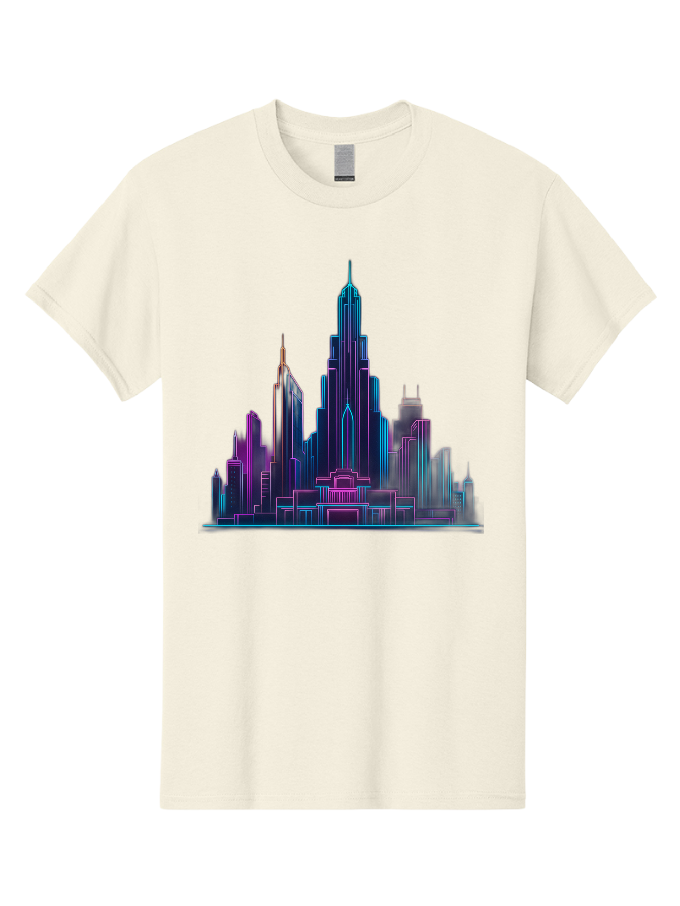 Cityscape-Skyscrapers Men'S Graphic Tee, 100% Cotton, Comfortable Casual Summer Wear, Machine Washable, City Skyline, Futuristic Architecture, Neon Lights, Modern Buildings, Urban Landscape, Skyscrapers, Cityscape, Contemporary Design, Baa321