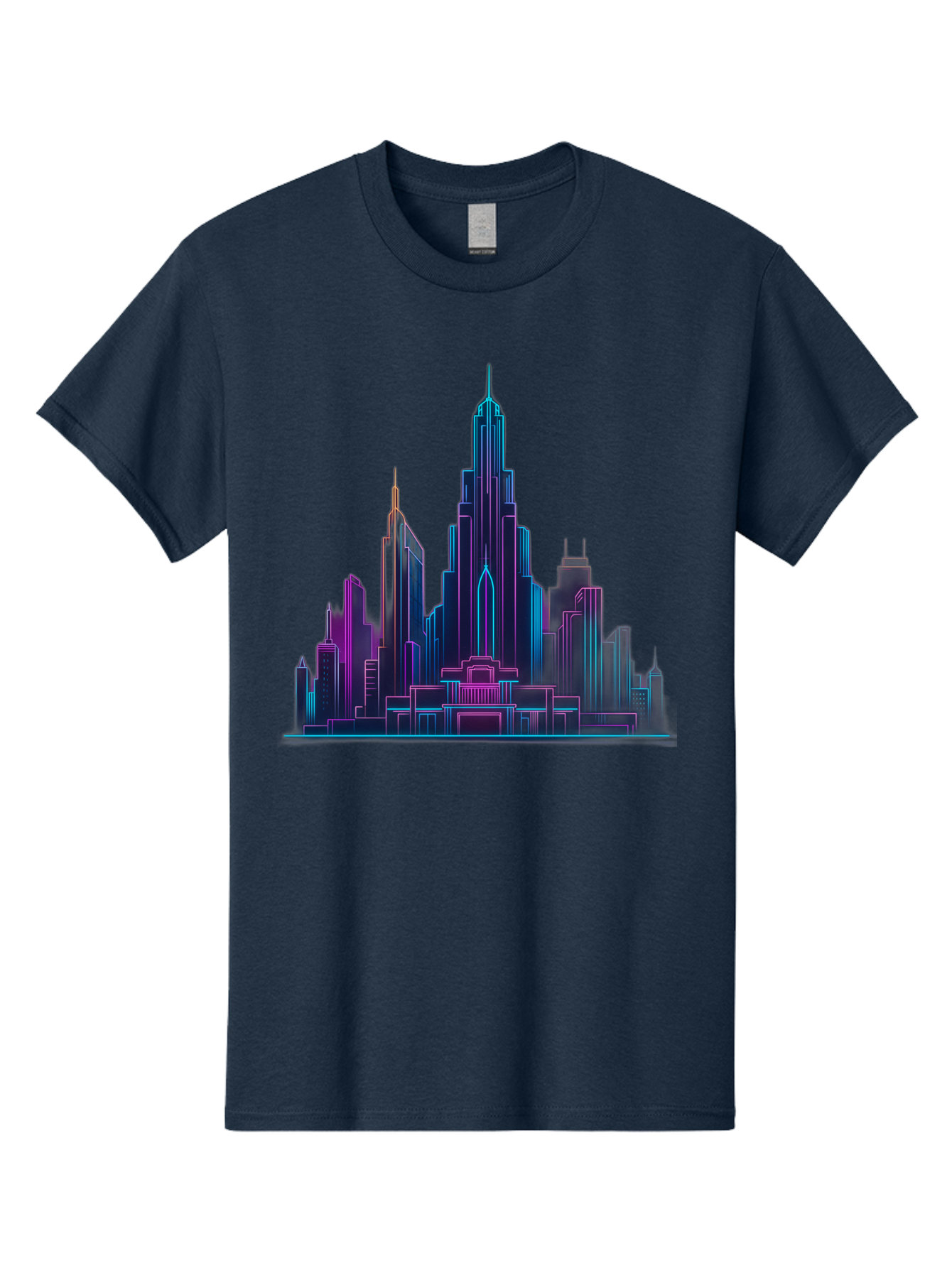 Cityscape-Skyscrapers Men'S Graphic Tee, 100% Cotton, Comfortable Casual Summer Wear, Machine Washable, City Skyline, Futuristic Architecture, Neon Lights, Modern Buildings, Urban Landscape, Skyscrapers, Cityscape, Contemporary Design, Baa321