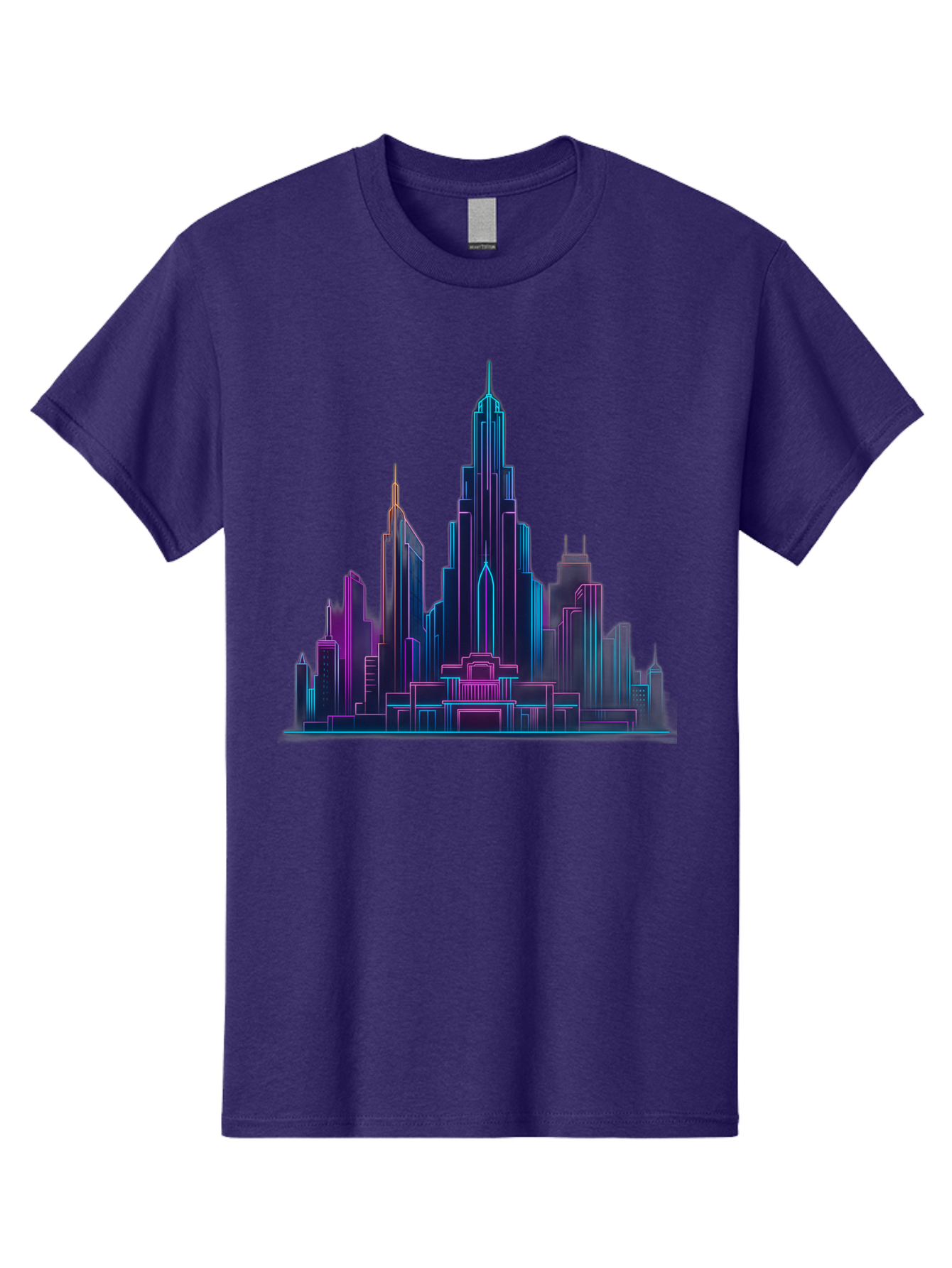 Cityscape-Skyscrapers Men'S Graphic Tee, 100% Cotton, Comfortable Casual Summer Wear, Machine Washable, City Skyline, Futuristic Architecture, Neon Lights, Modern Buildings, Urban Landscape, Skyscrapers, Cityscape, Contemporary Design, Baa321
