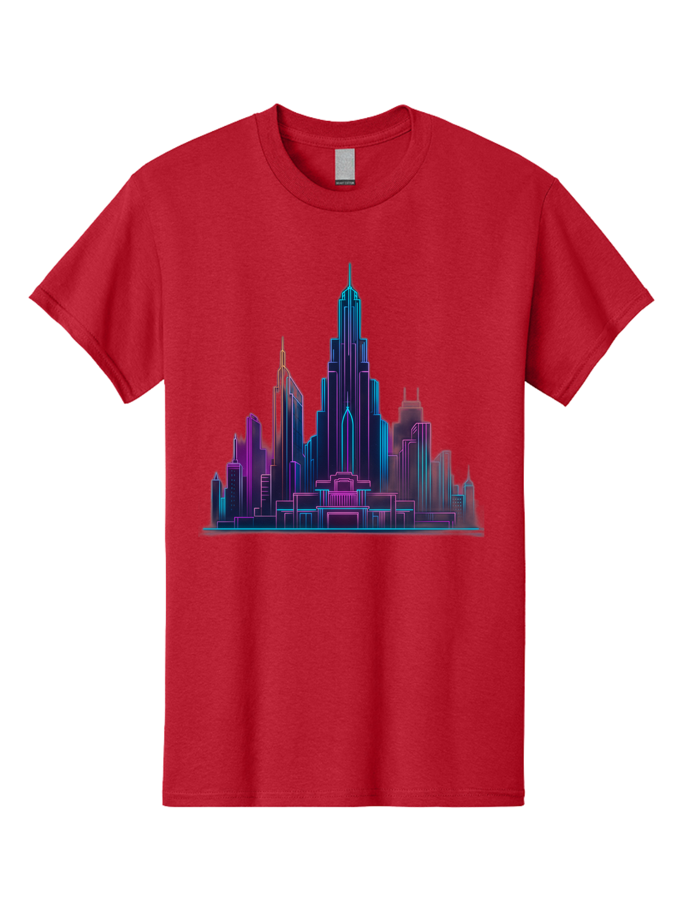 Cityscape-Skyscrapers Men'S Graphic Tee, 100% Cotton, Comfortable Casual Summer Wear, Machine Washable, City Skyline, Futuristic Architecture, Neon Lights, Modern Buildings, Urban Landscape, Skyscrapers, Cityscape, Contemporary Design, Baa321