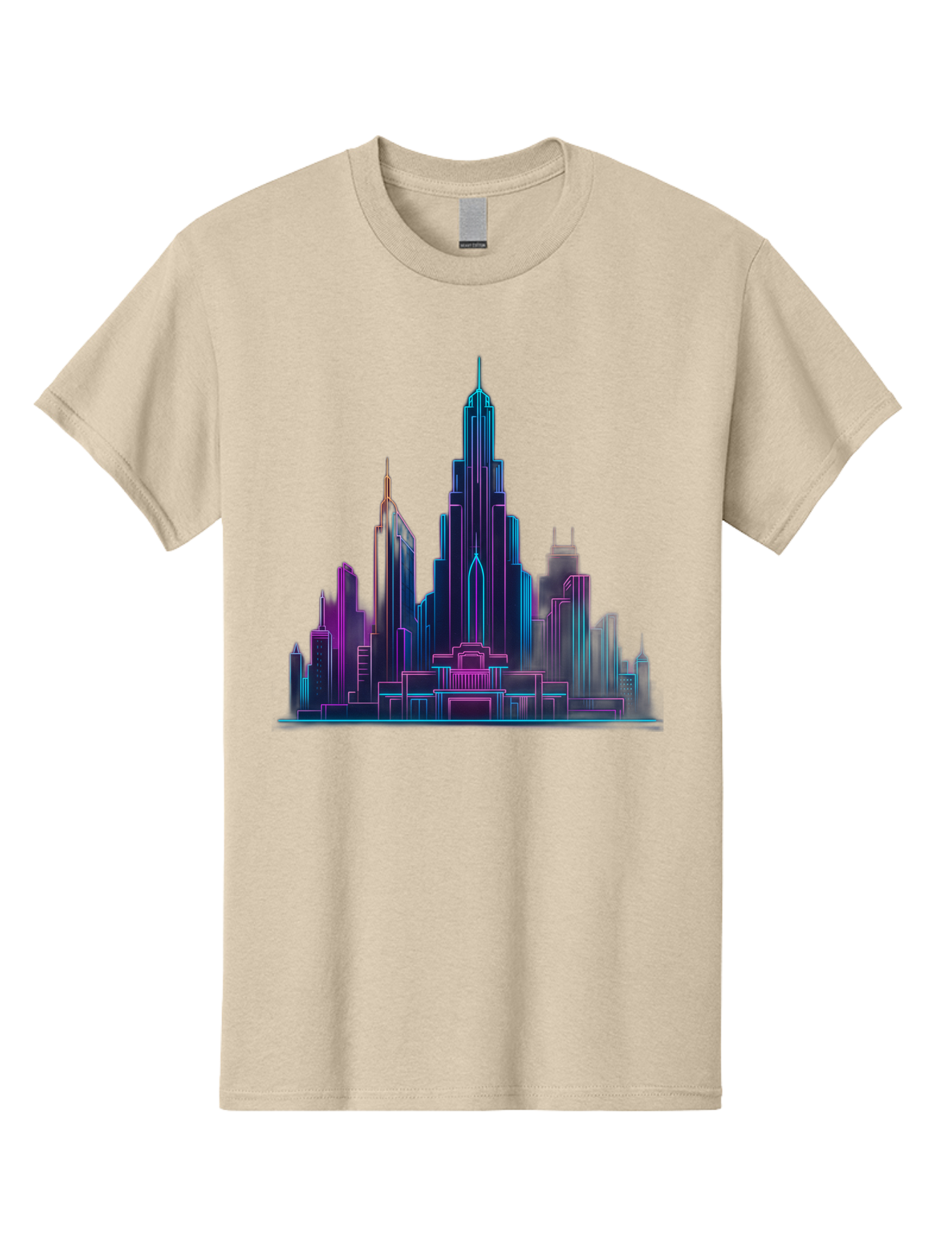 Cityscape-Skyscrapers Men'S Graphic Tee, 100% Cotton, Comfortable Casual Summer Wear, Machine Washable, City Skyline, Futuristic Architecture, Neon Lights, Modern Buildings, Urban Landscape, Skyscrapers, Cityscape, Contemporary Design, Baa321