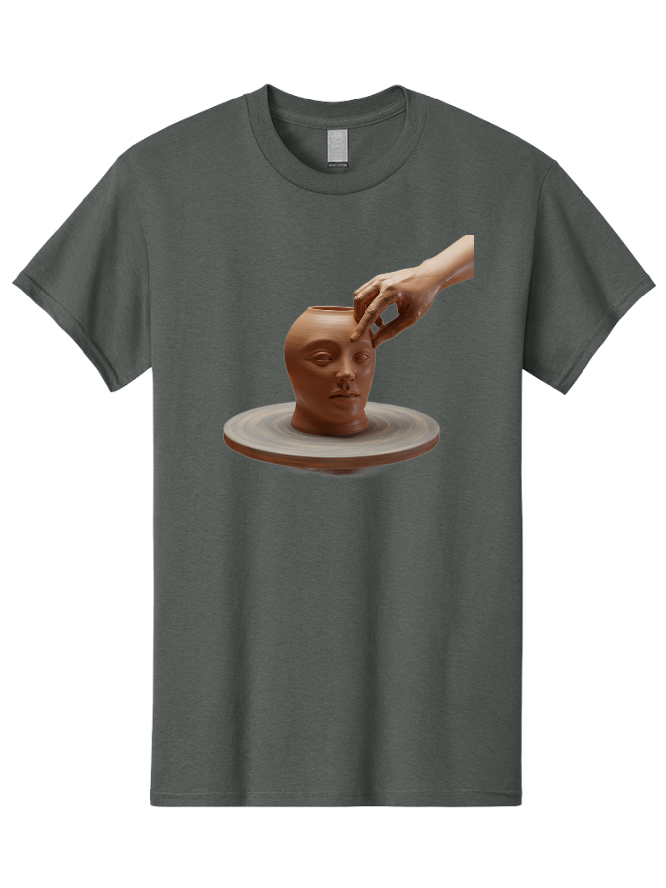Clay-Head-Vessel Men'S Graphic Tee, 100% Cotton, Comfortable Casual Summer Wear, Machine Washable, Clay Head Vase, Pottery Wheel, Creative Process, Handmade, Artisanal Craft, Shaping Clay, Artistic Expression, Creative Art Baa323