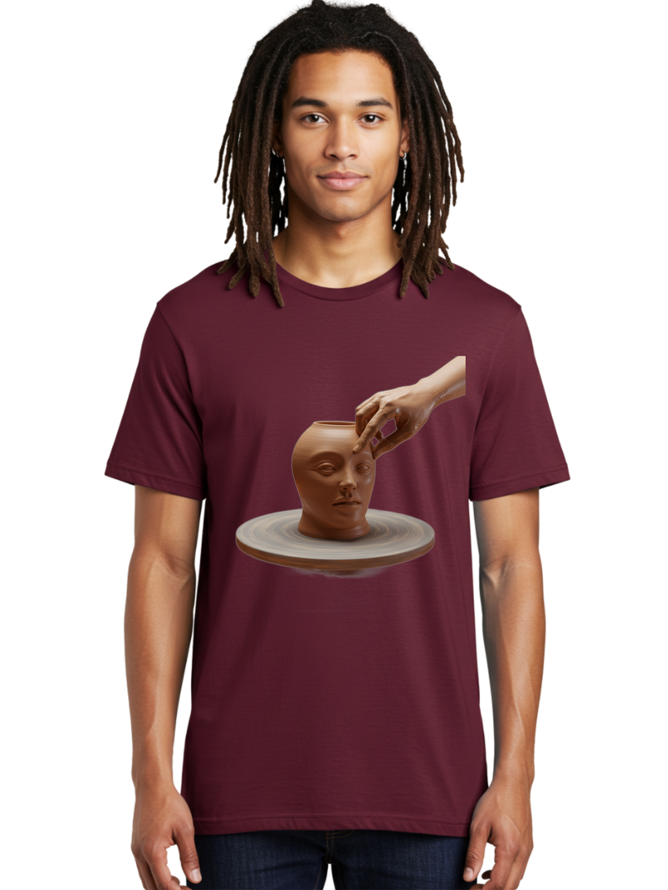 Clay-Head-Vessel Men'S Graphic Tee, 100% Cotton, Comfortable Casual Summer Wear, Machine Washable, Clay Head Vase, Pottery Wheel, Creative Process, Handmade, Artisanal Craft, Shaping Clay, Artistic Expression, Creative Art Baa323